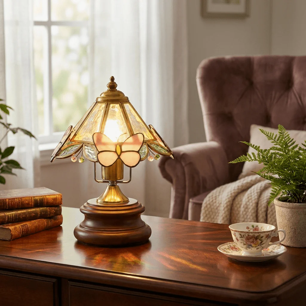 Butterfly Glow Tiffany Table Lamp - Image 3