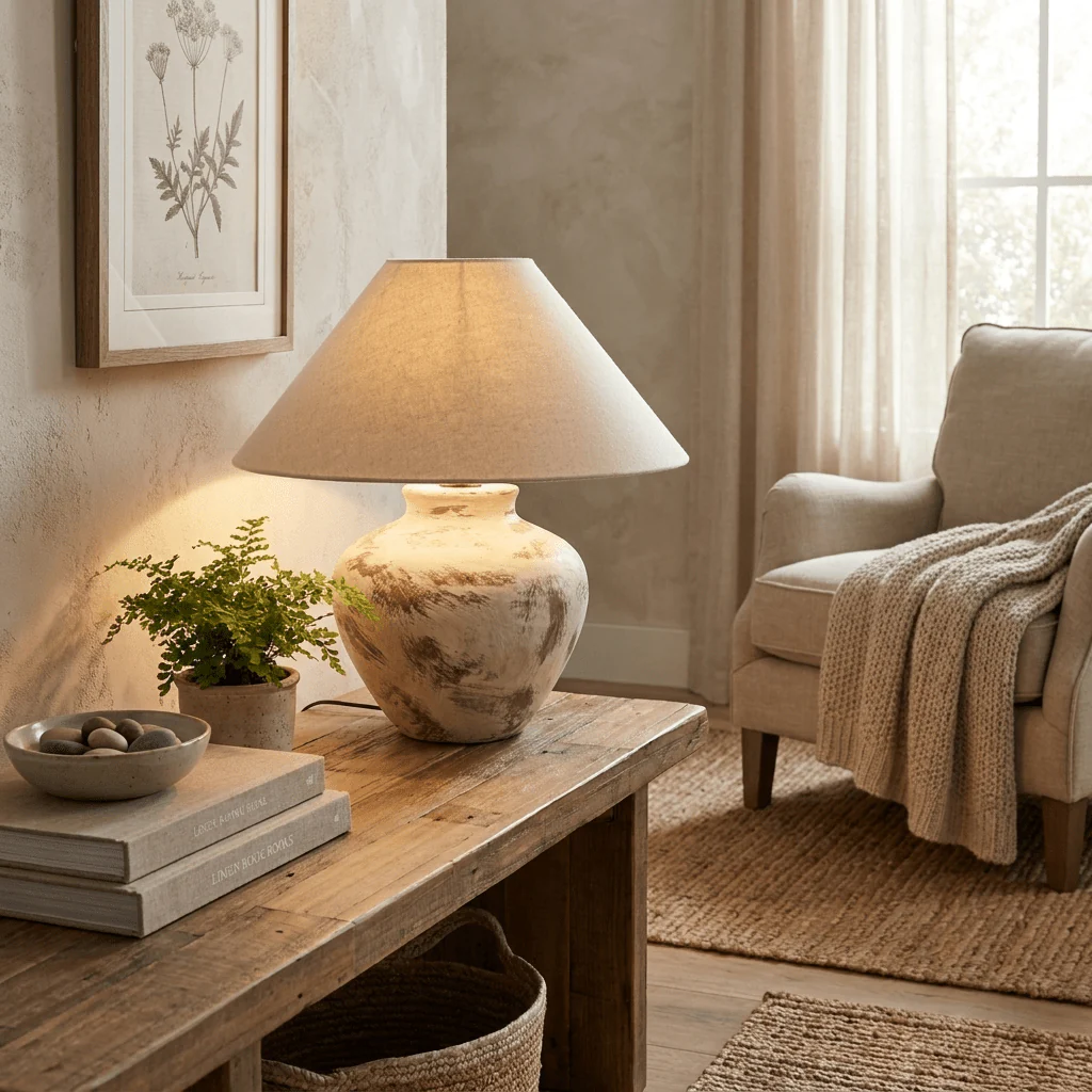 Calcina Whitewashed Ceramic Table Lamp - Image 4