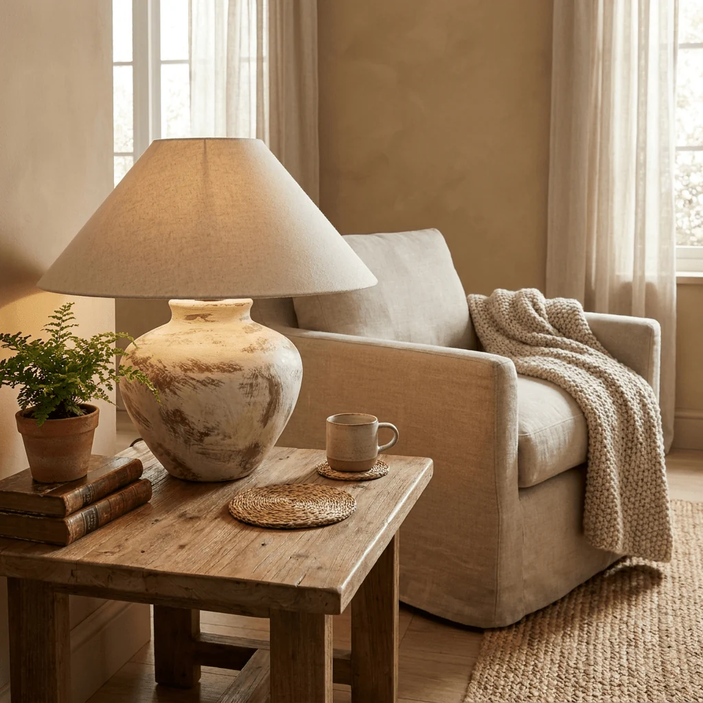 Calcina Whitewashed Ceramic Table Lamp - Image 7