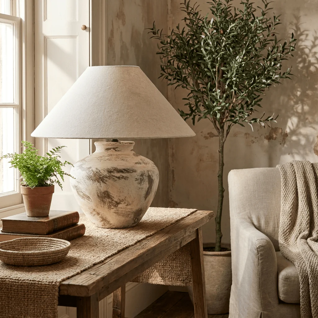 Calcina Whitewashed Ceramic Table Lamp - Image 8