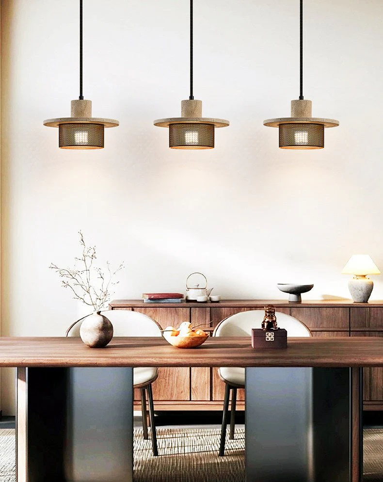 Caldera Travertine Mesh Pendant Lamp - Image 11
