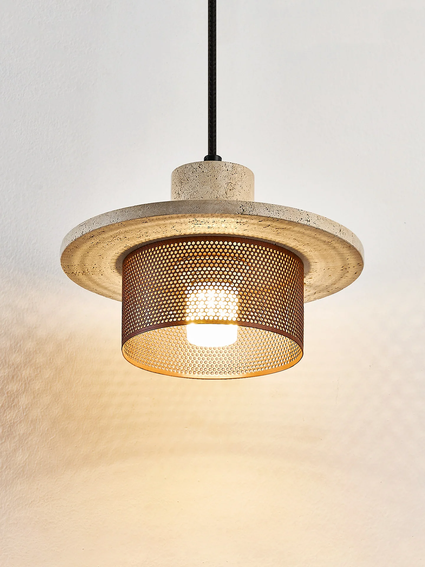 Caldera Travertine Mesh Pendant Lamp - Image 12