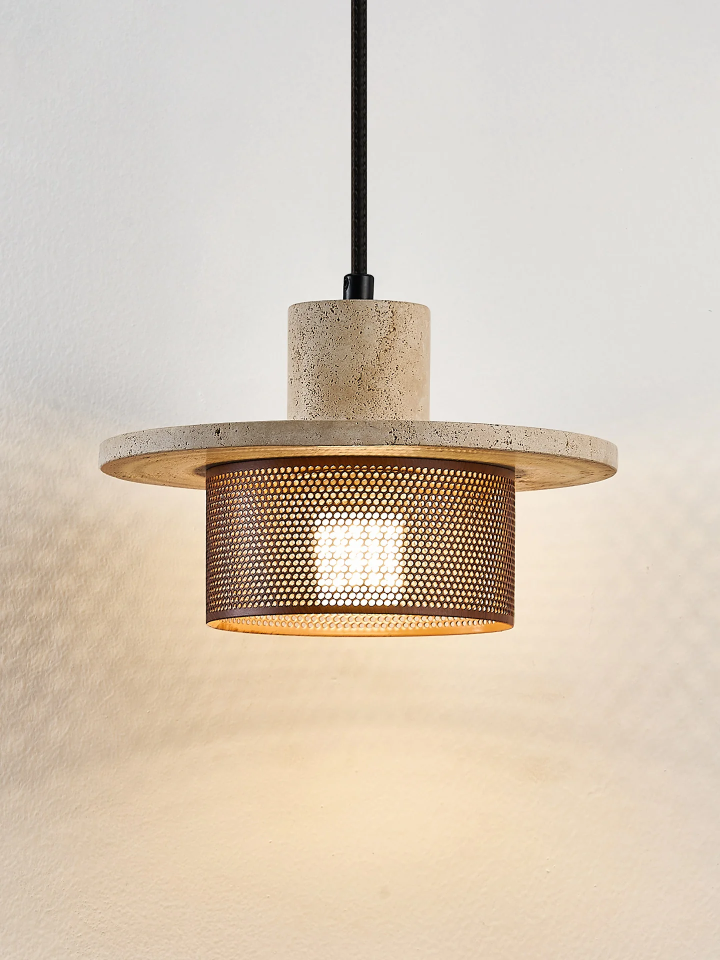 Caldera Travertine Mesh Pendant Lamp - Image 15