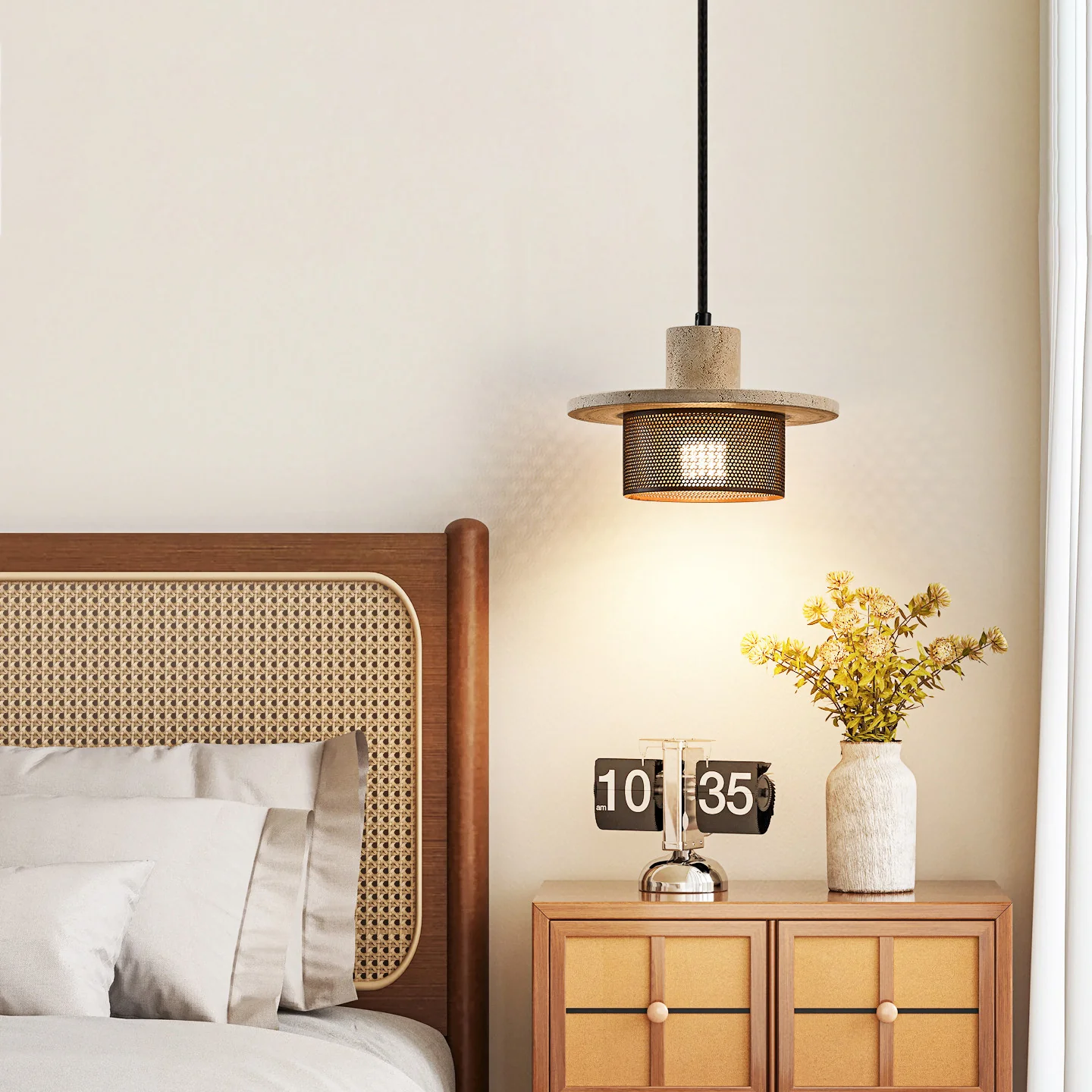 Caldera Travertine Mesh Pendant Lamp - Image 17
