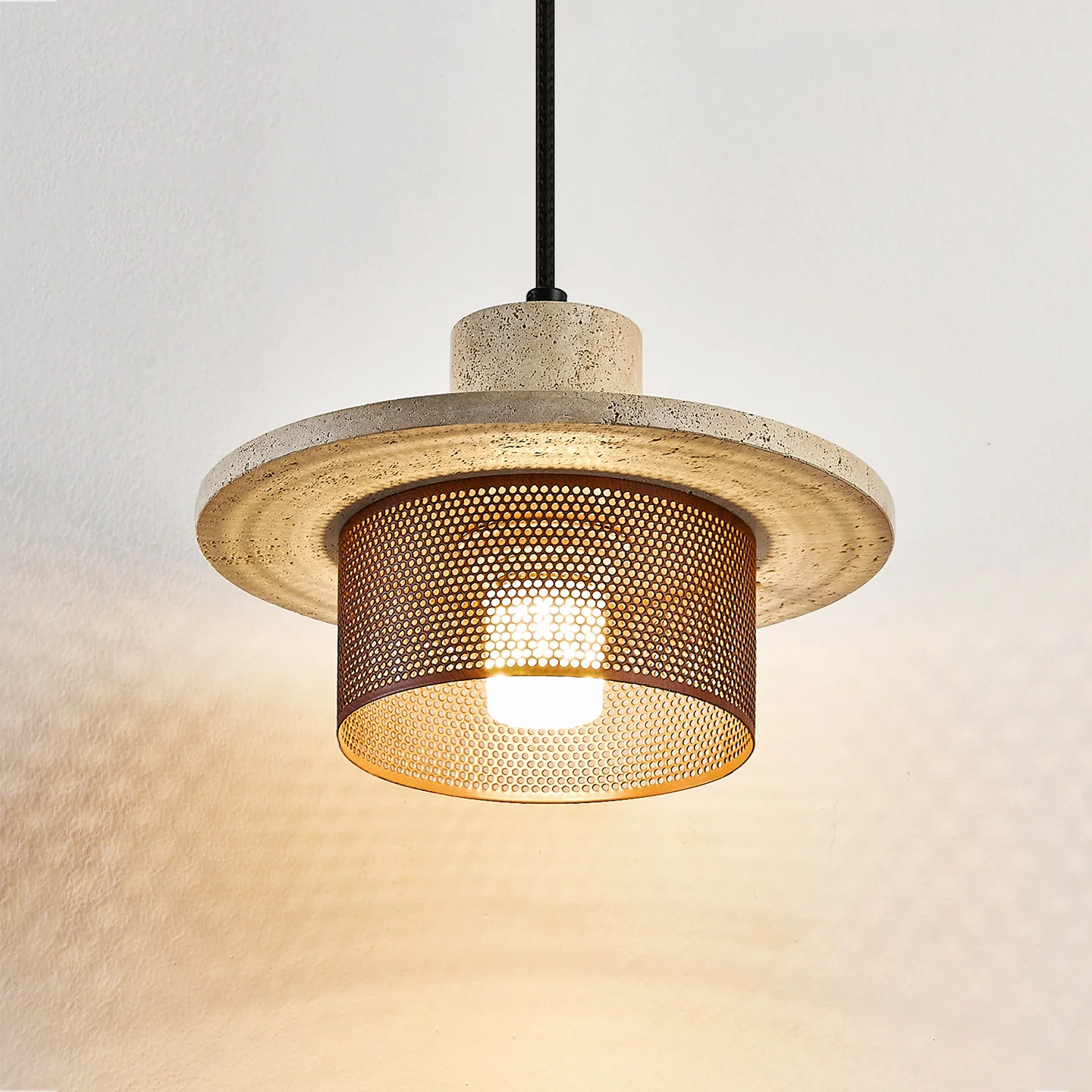 Caldera Travertine Mesh Pendant Lamp - Image 4