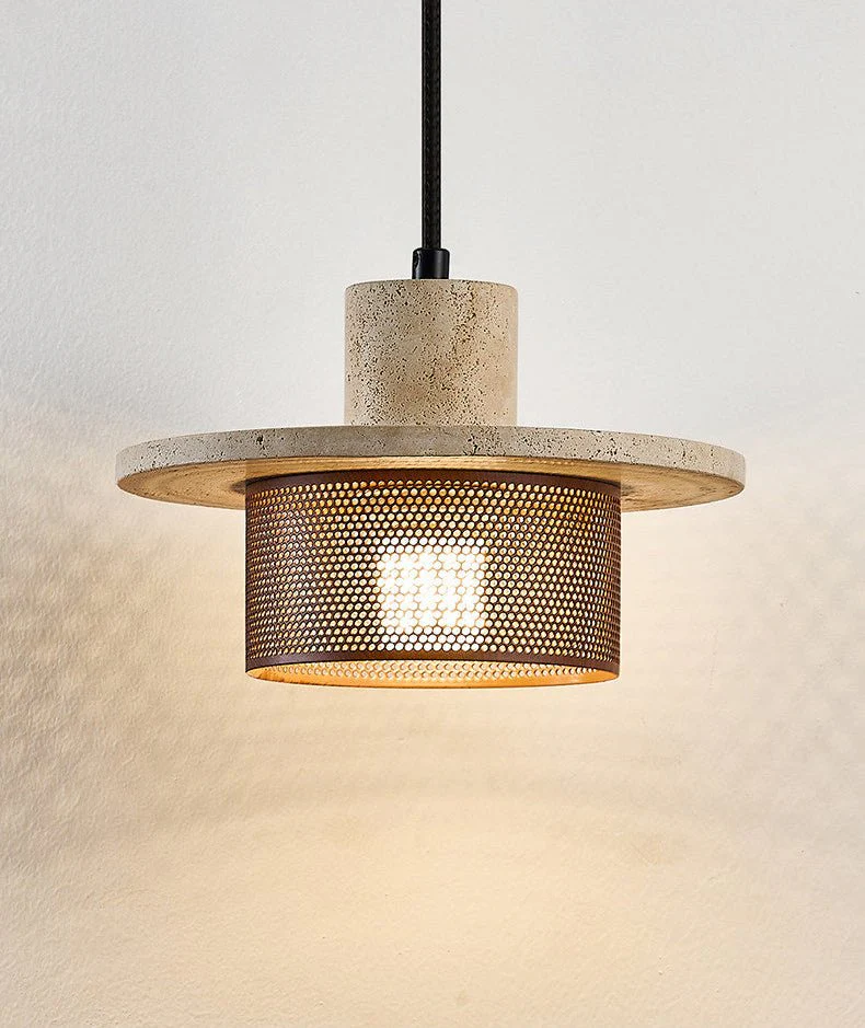 Caldera Travertine Mesh Pendant Lamp - Image 7