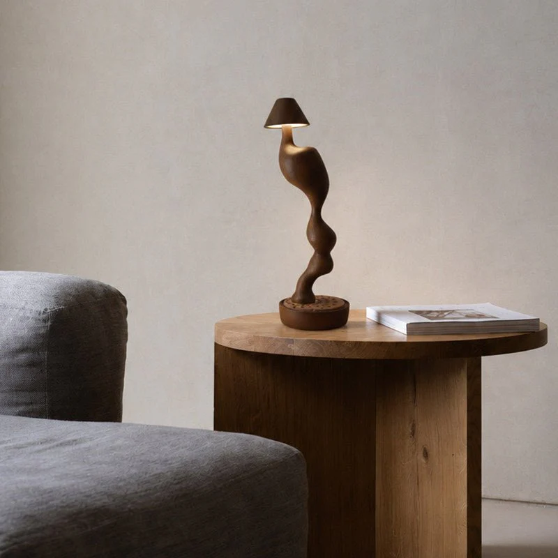 Carved Wood Cordless Table Lamp - Image 5