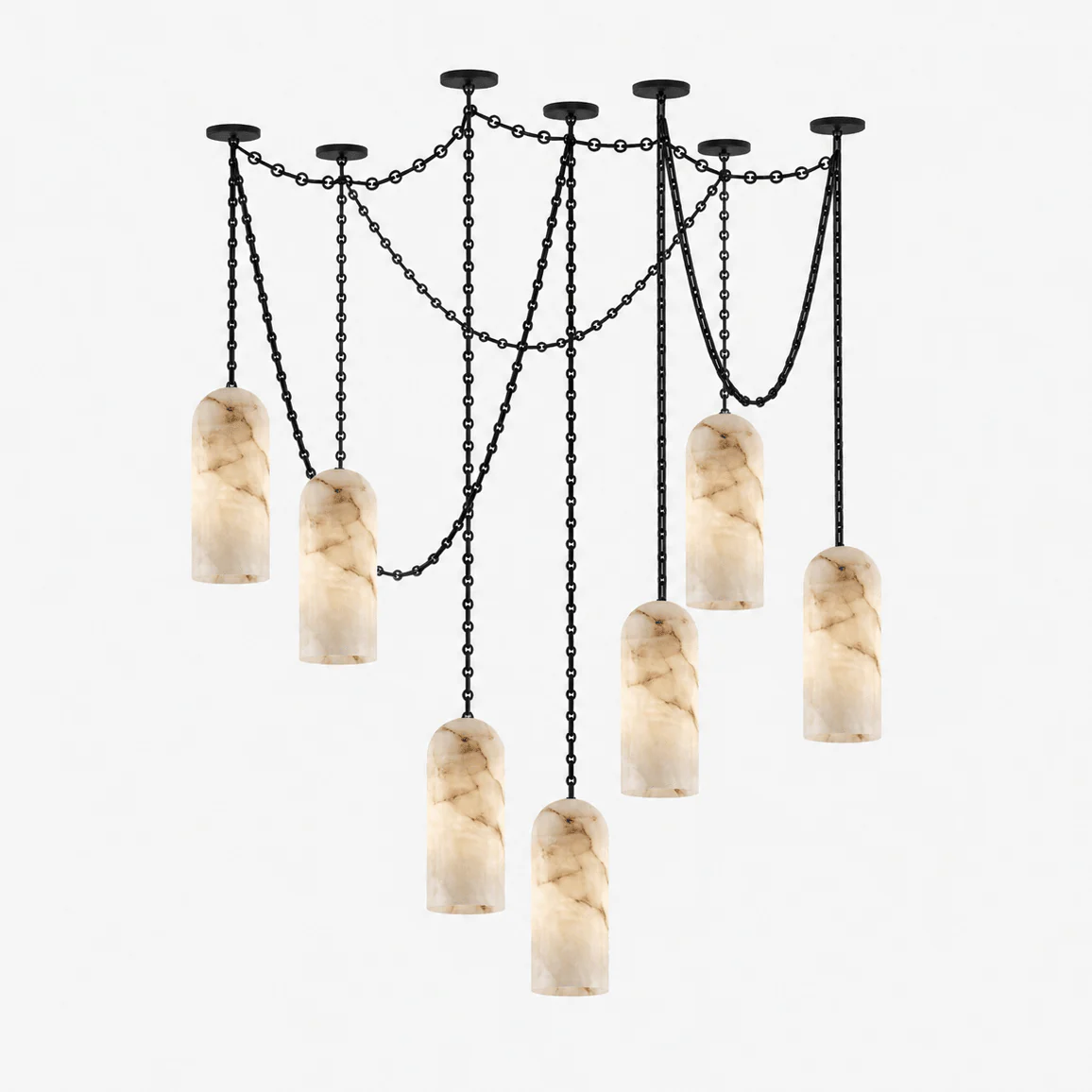 Cascading Chain Capsule Chandelier