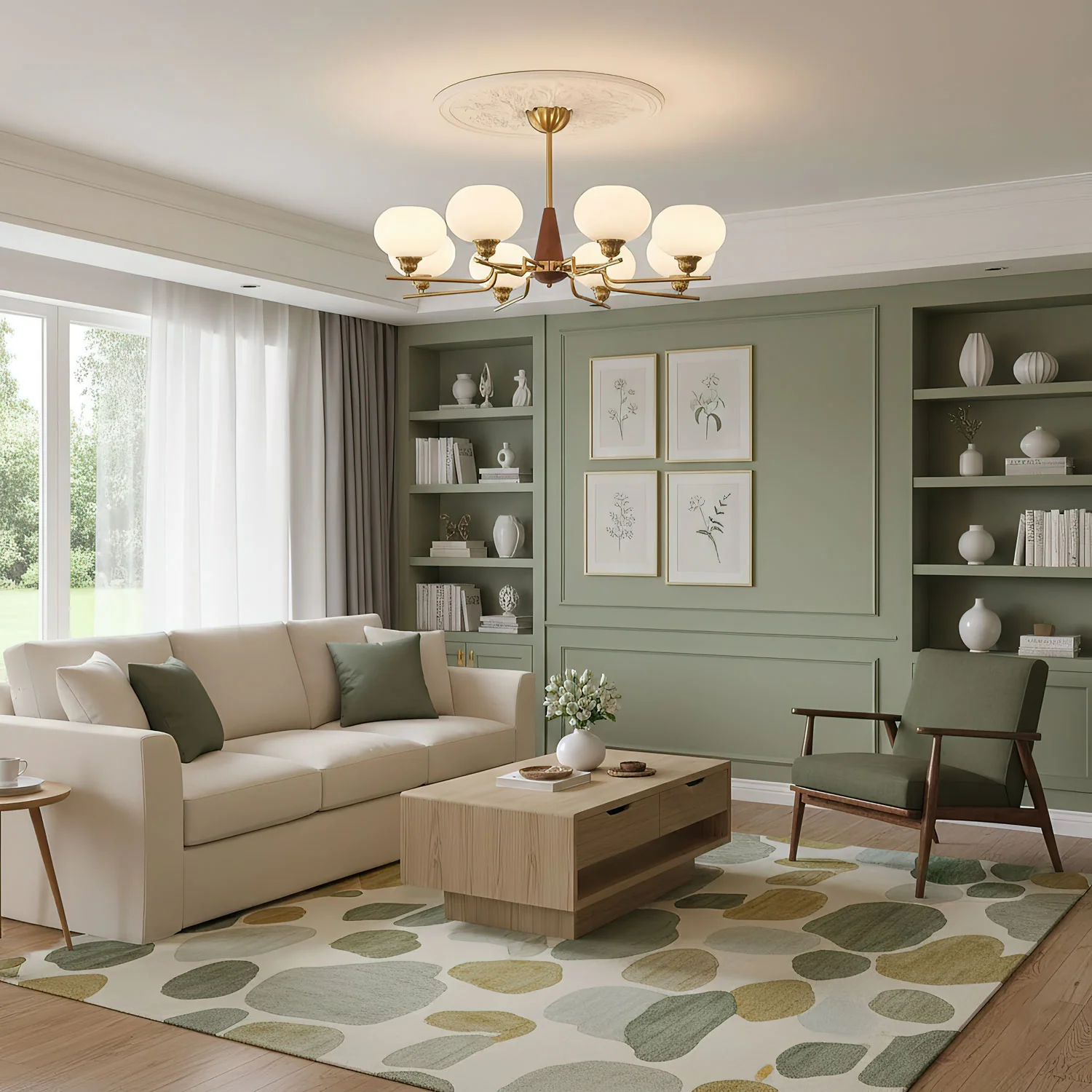Celeste Sphere Walnut Chandelier - Image 6