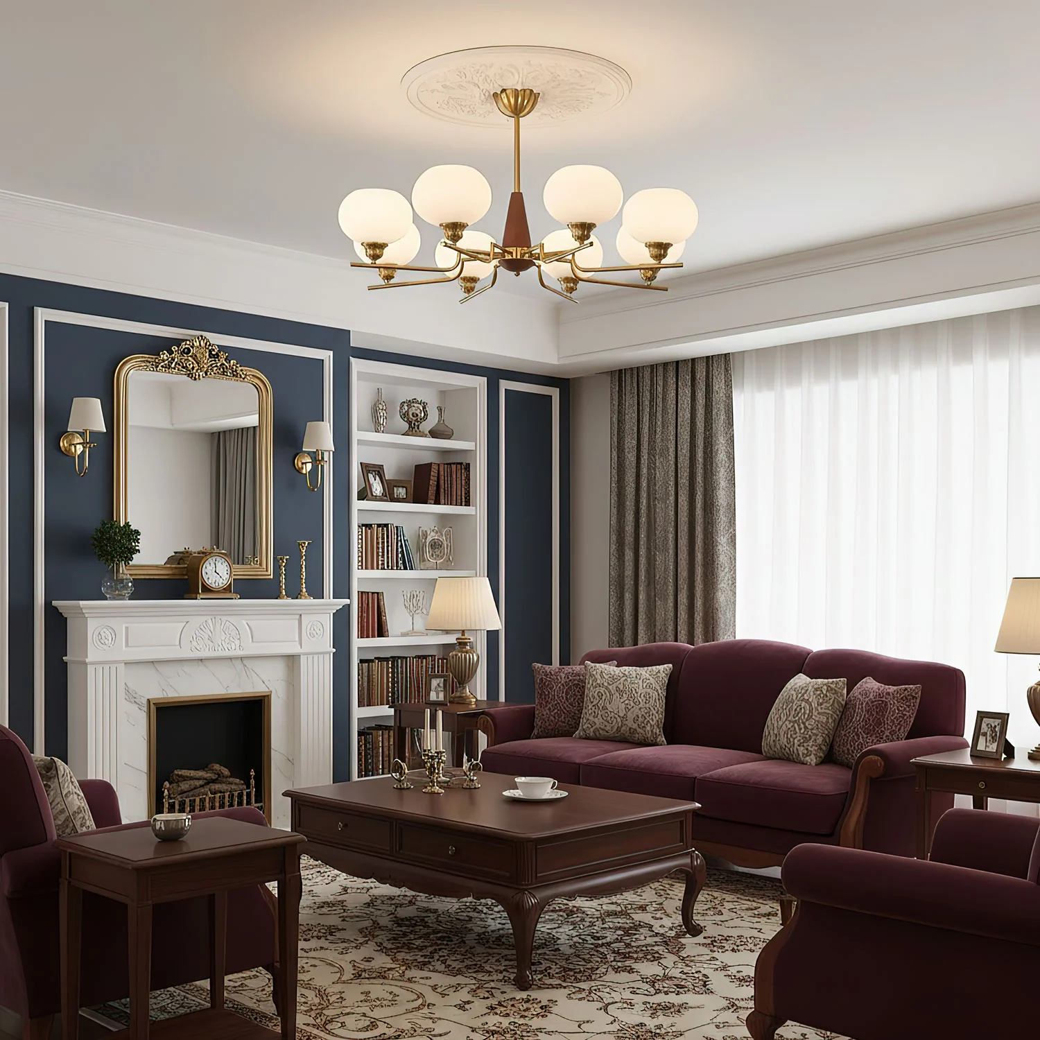 Celeste Sphere Walnut Chandelier - Image 8