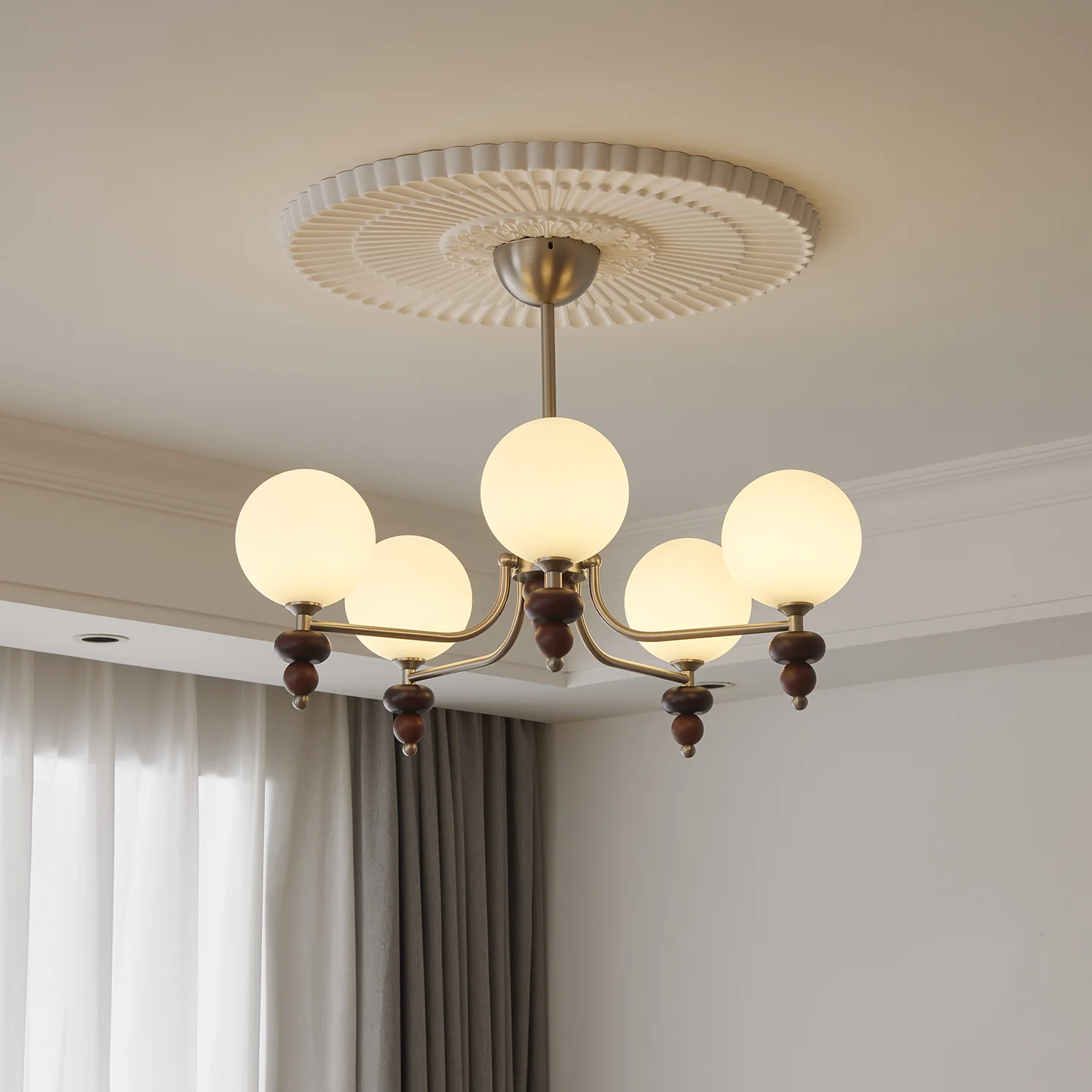 Celestial Sphere Walnut Chandelier - Image 3