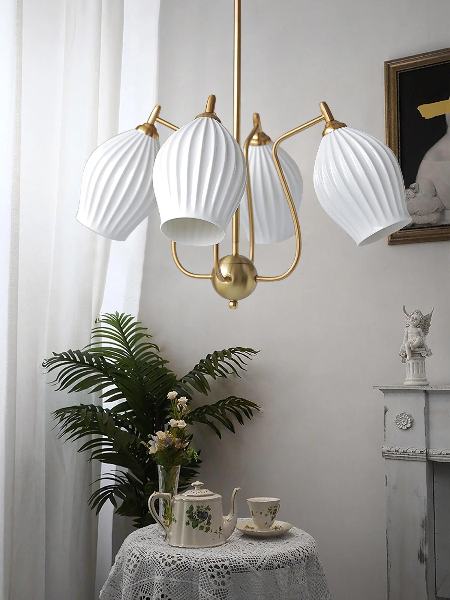 Ceramic Ribbed Chandelier - Image 26