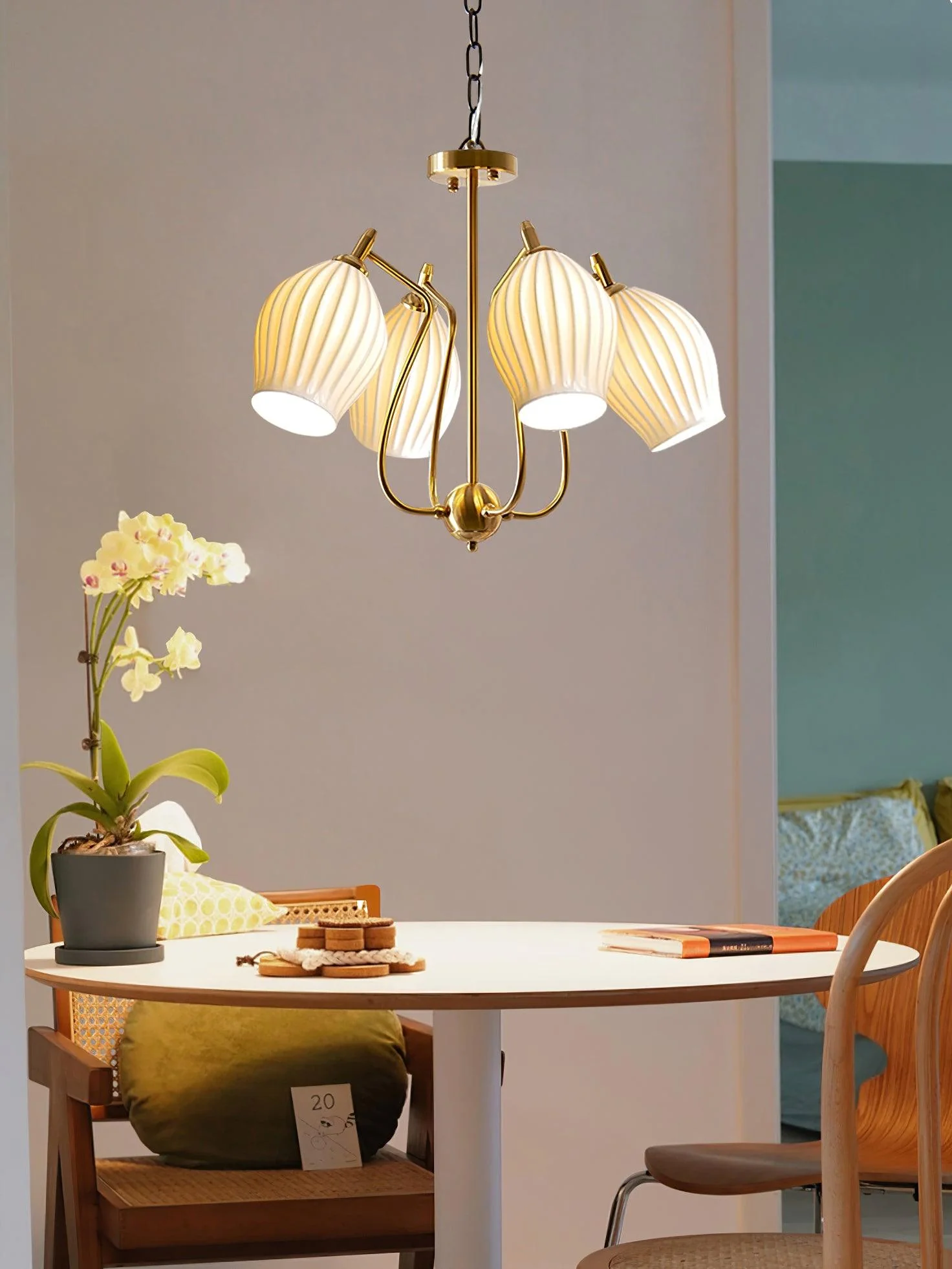 Ceramic Ribbed Chandelier - Image 27