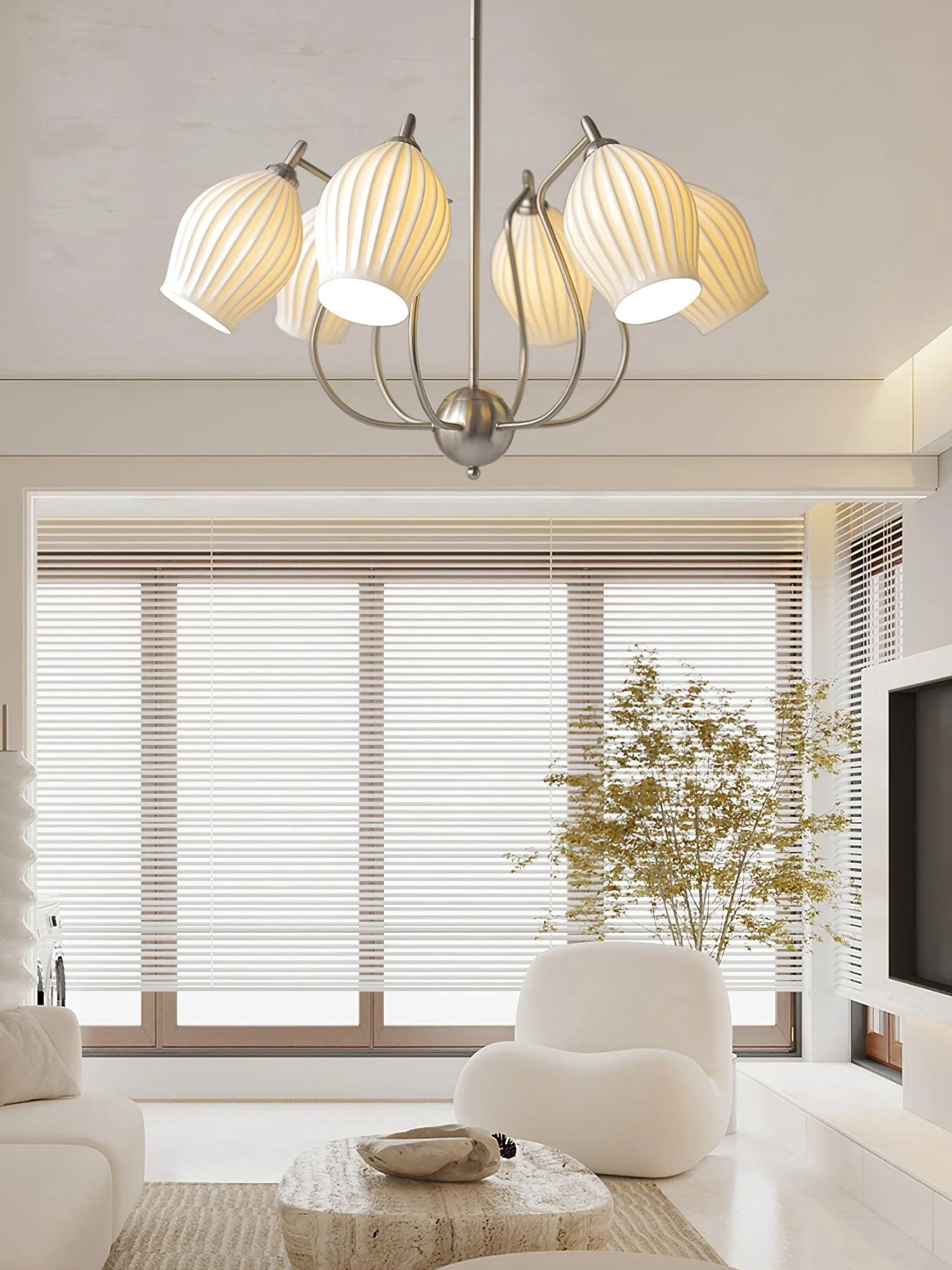 Ceramic Ribbed Chandelier - Image 28