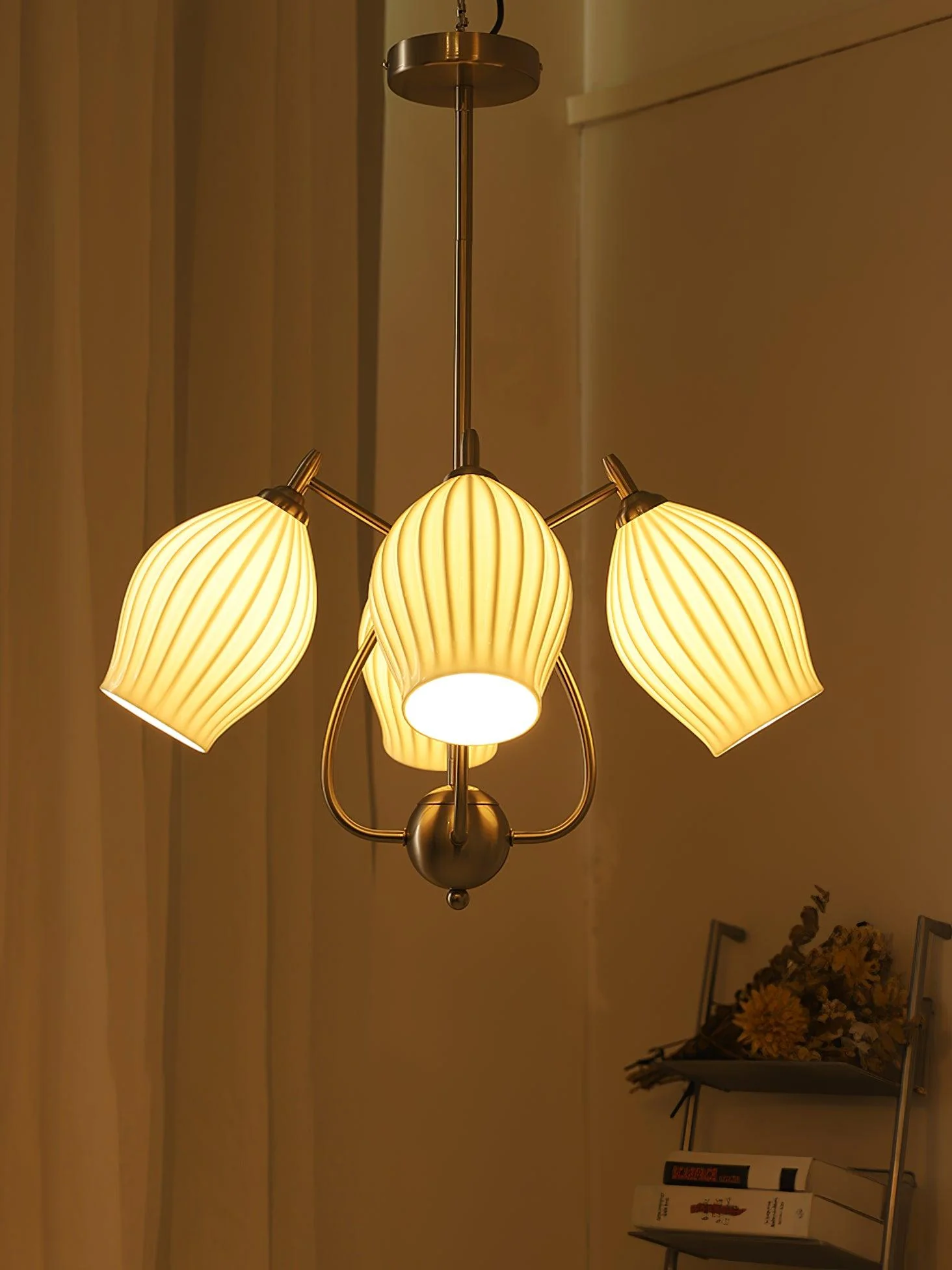Ceramic Ribbed Chandelier - Image 38