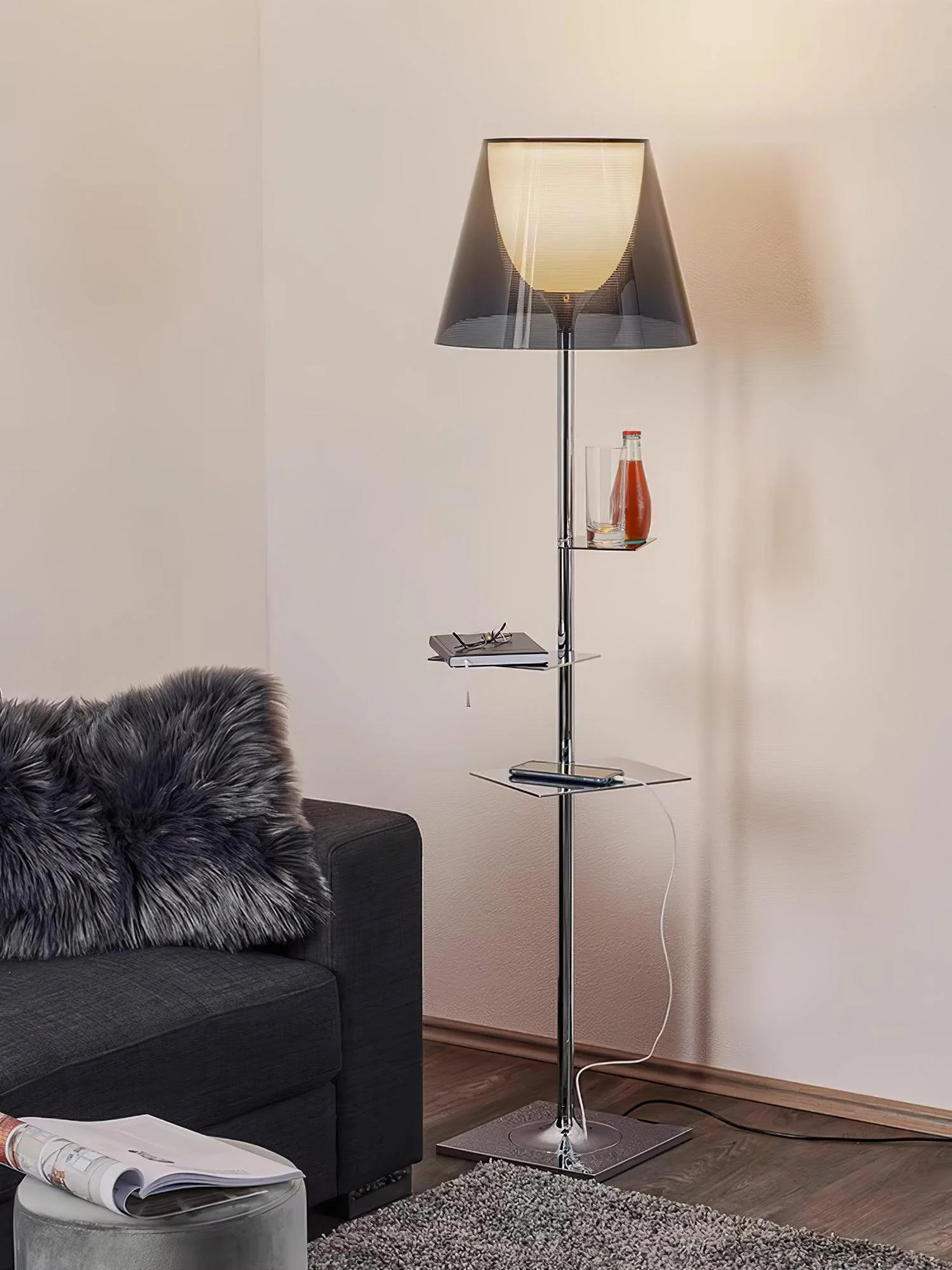 Chrome Prism Side Table Floor Lamp - Image 14