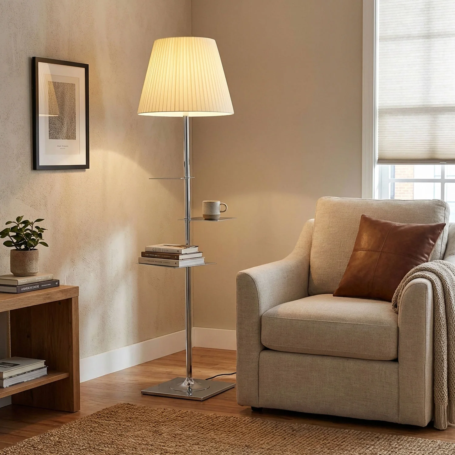 Chrome Prism Side Table Floor Lamp - Image 7