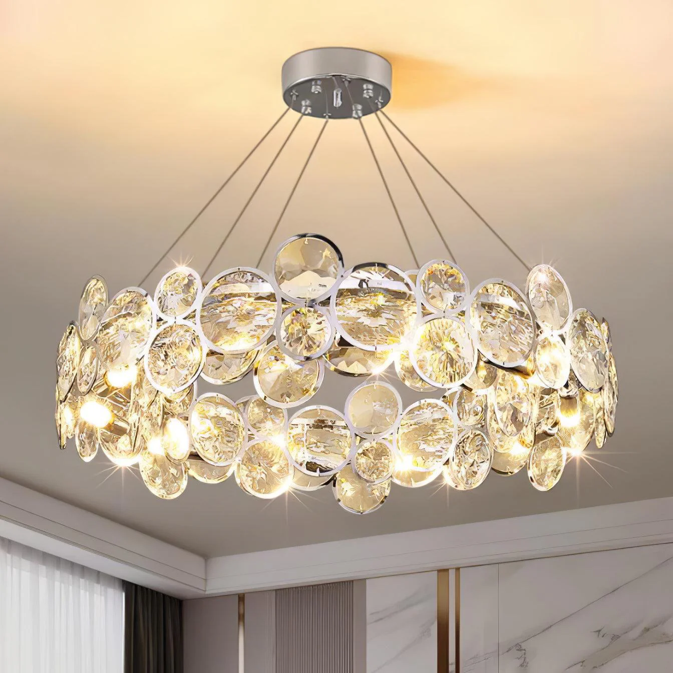 Chrome Round Crystal Chandelier - Image 16
