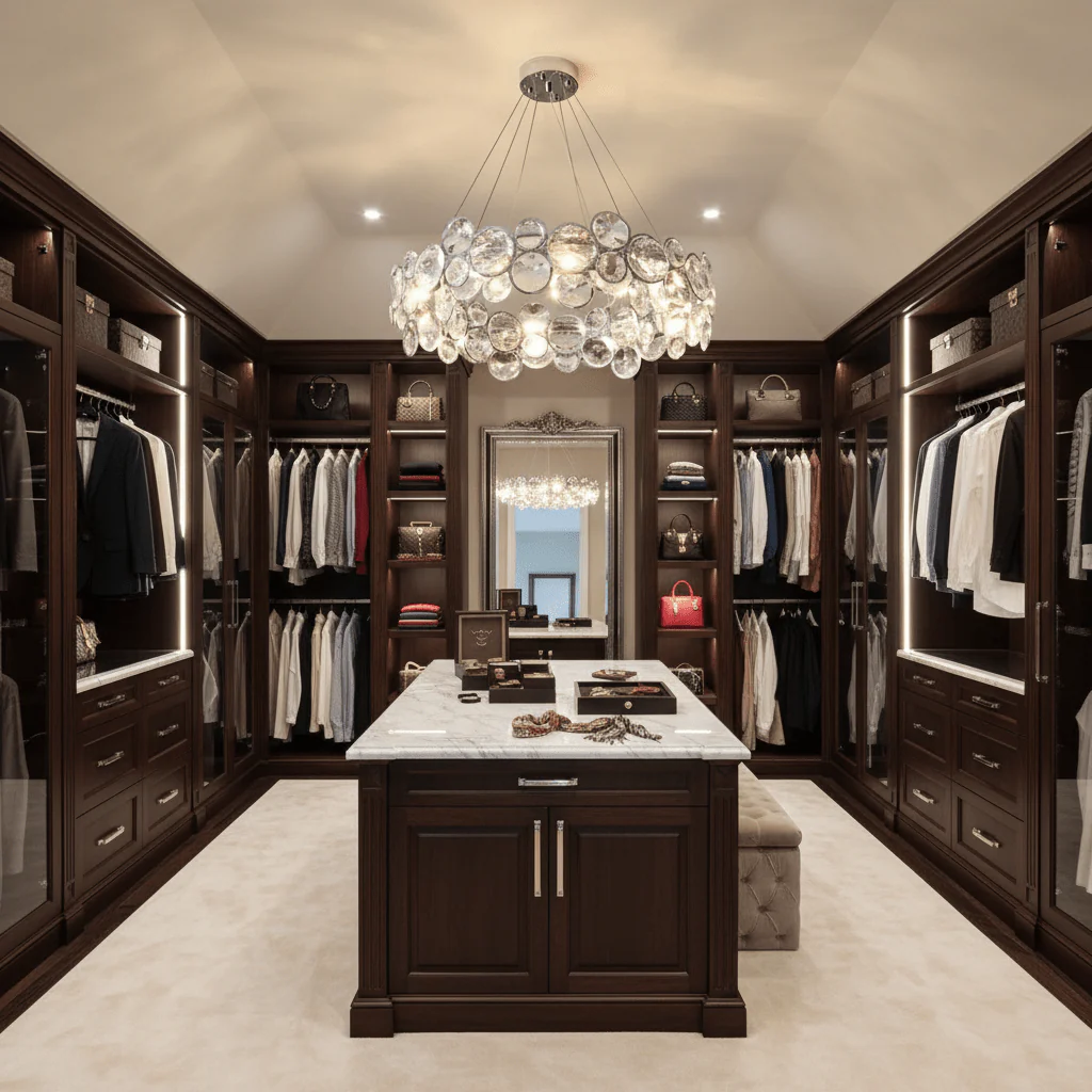 Chrome Round Crystal Chandelier - Image 4