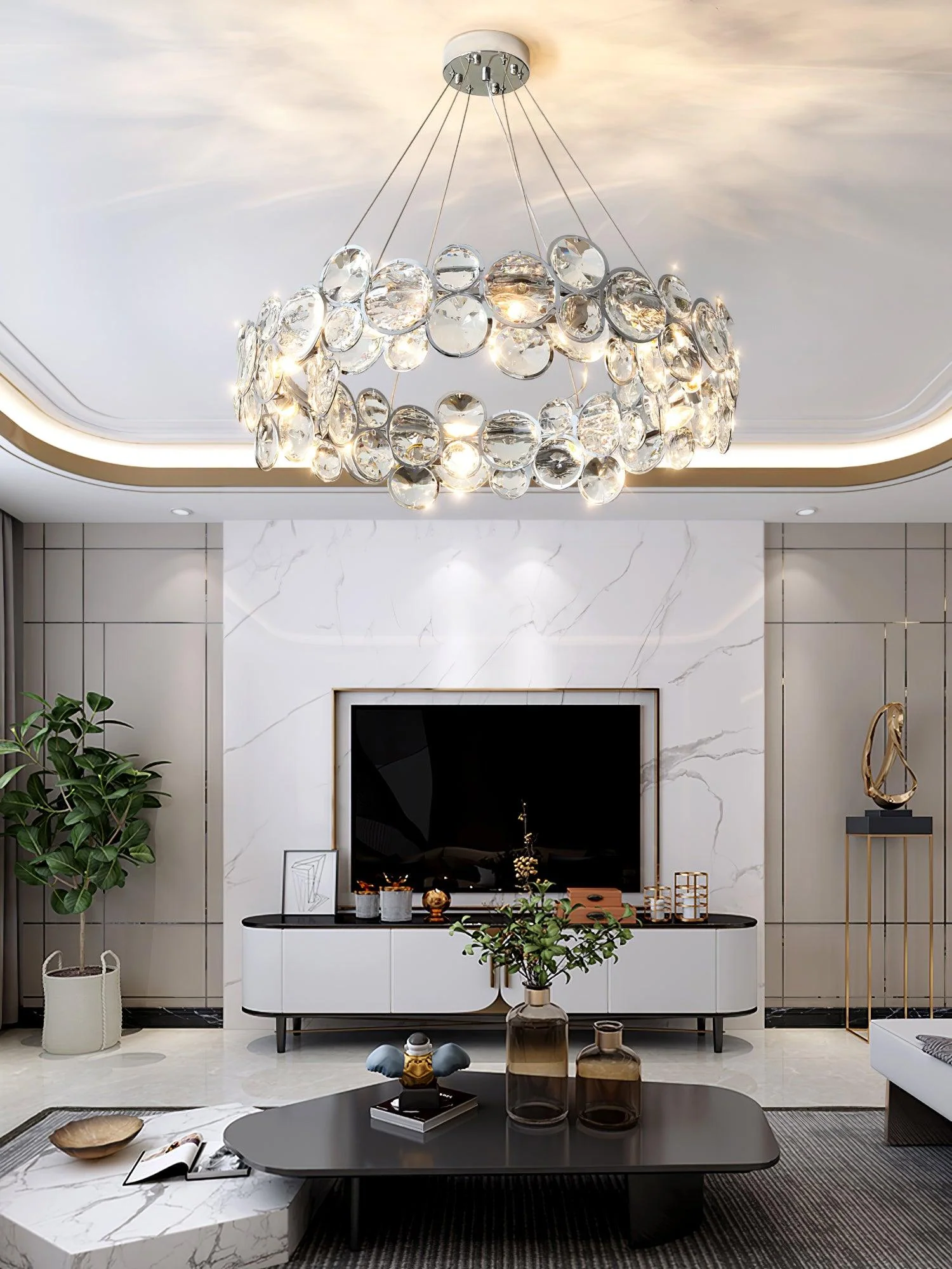 Chrome Round Crystal Chandelier - Image 42
