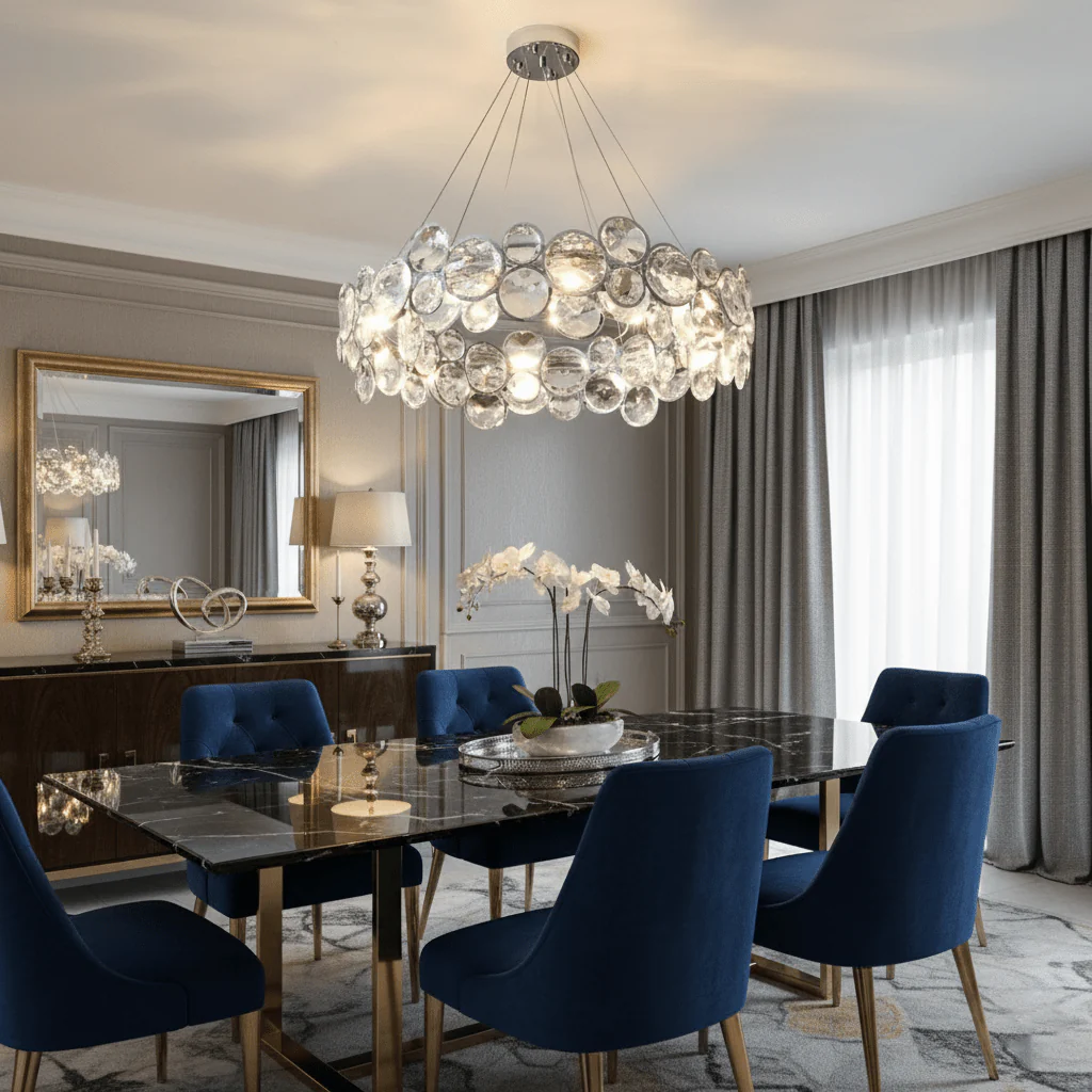 Chrome Round Crystal Chandelier - Image 6