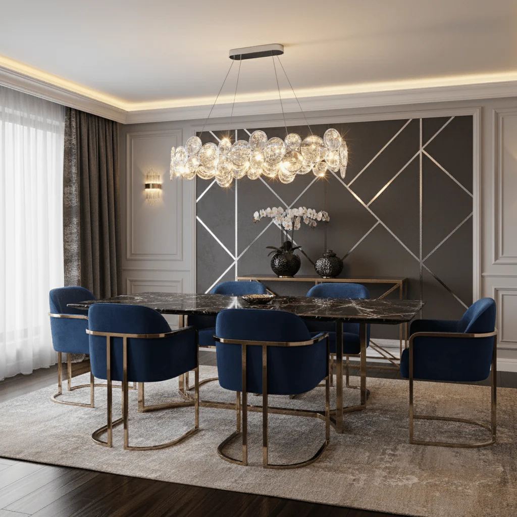 Chrome Round Crystal Chandelier - Image 8