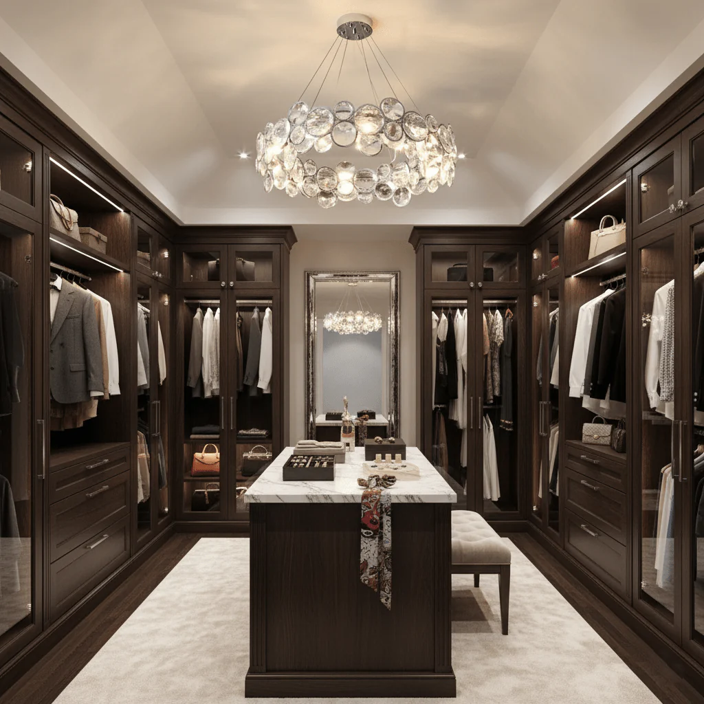 Chrome Round Crystal Chandelier - Image 9