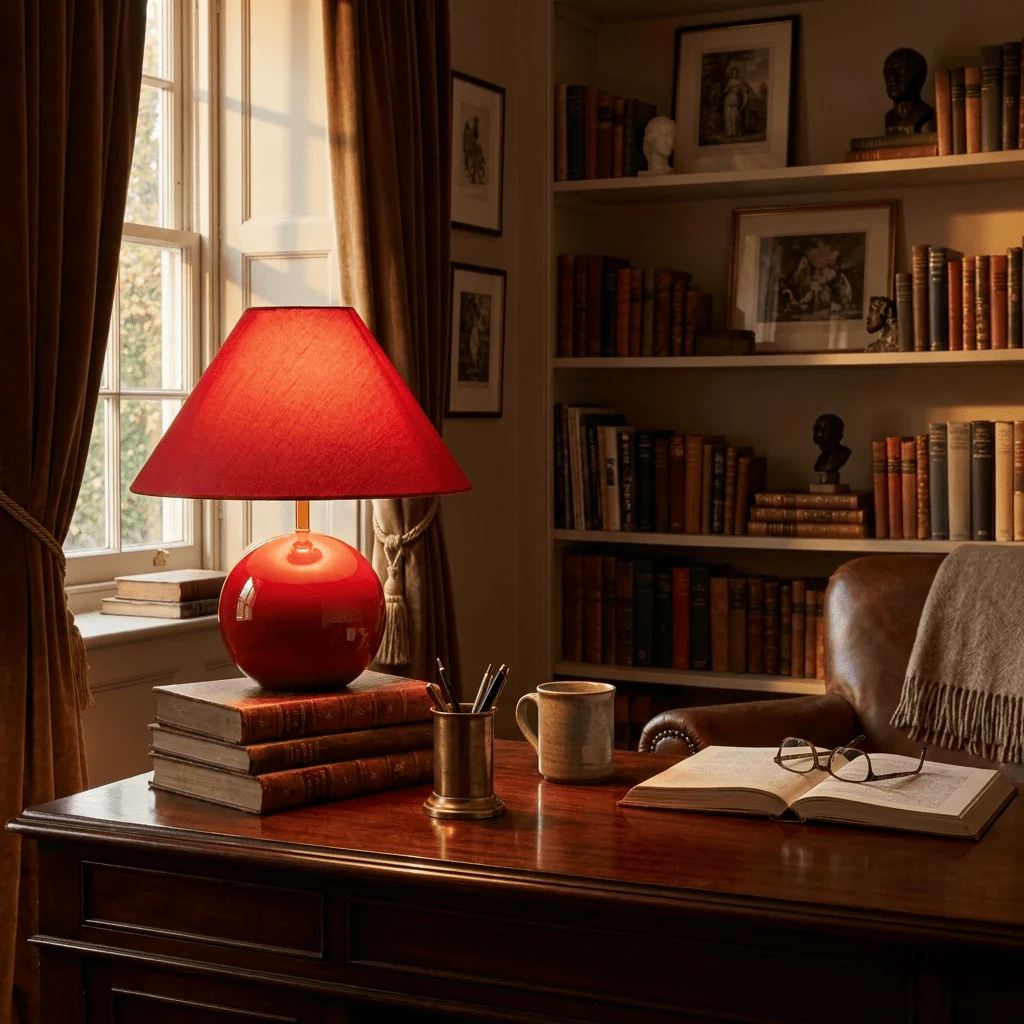 Cinabra Red Ceramic Table Lamp - Image 9