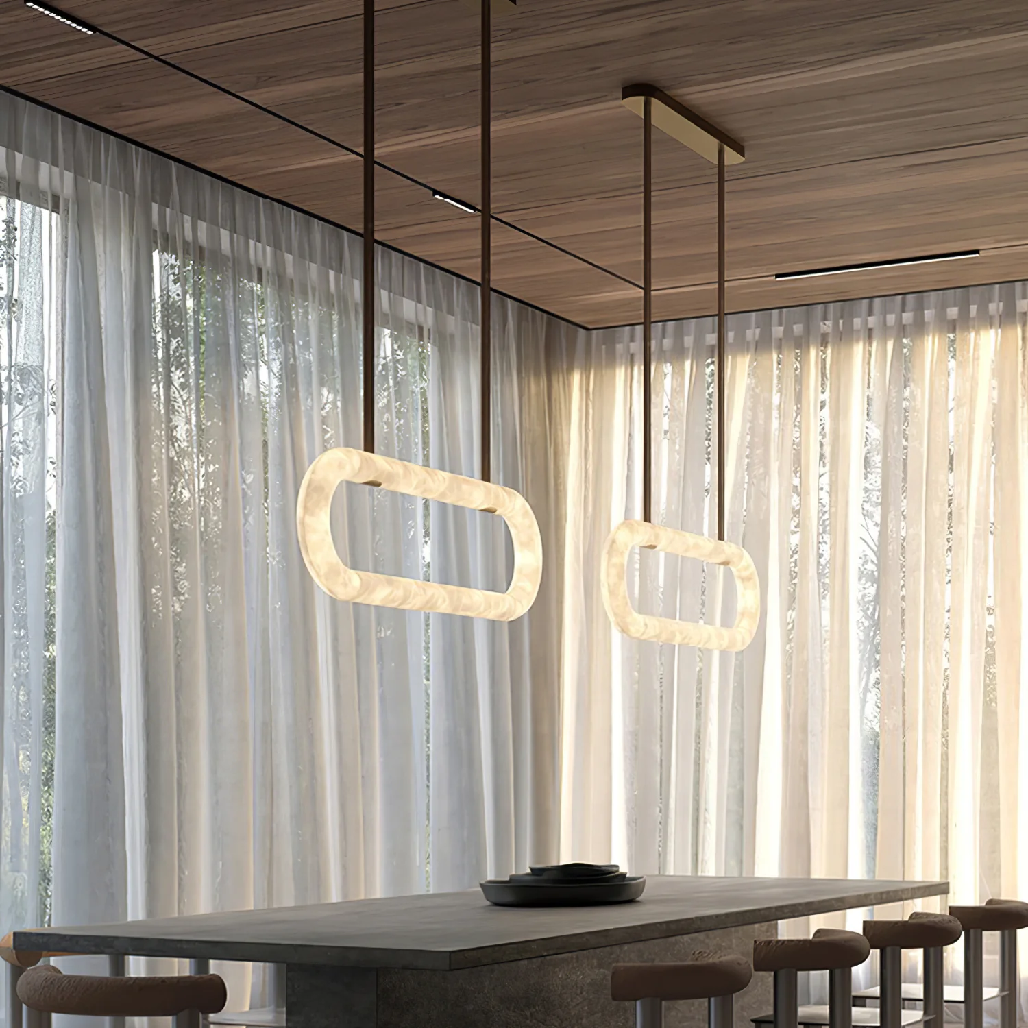 Circle Alabaster Chandelier - Image 21