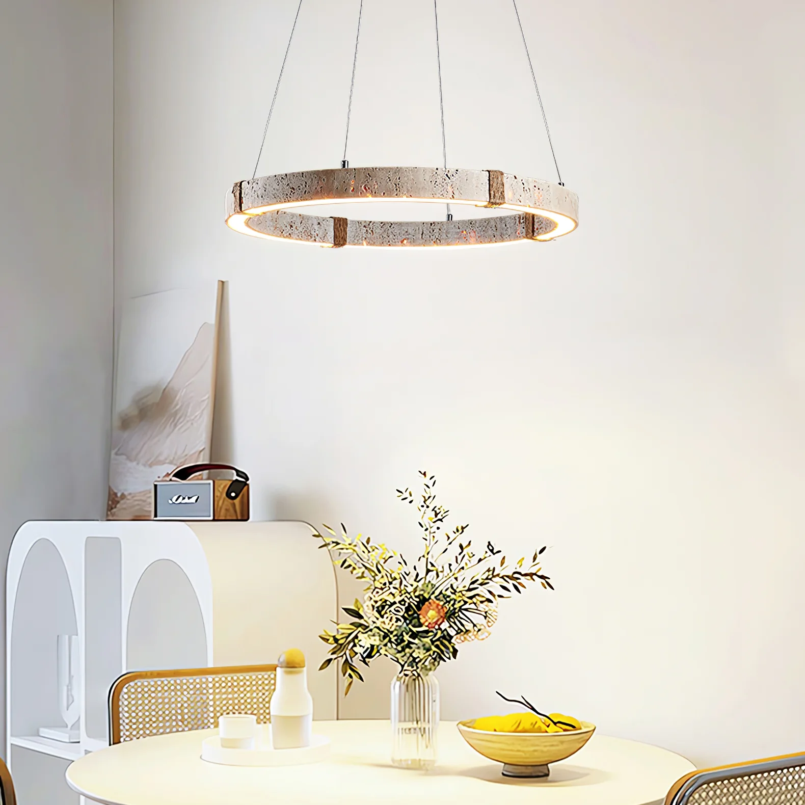 Circle Travertine Pendant Lamp - Image 3