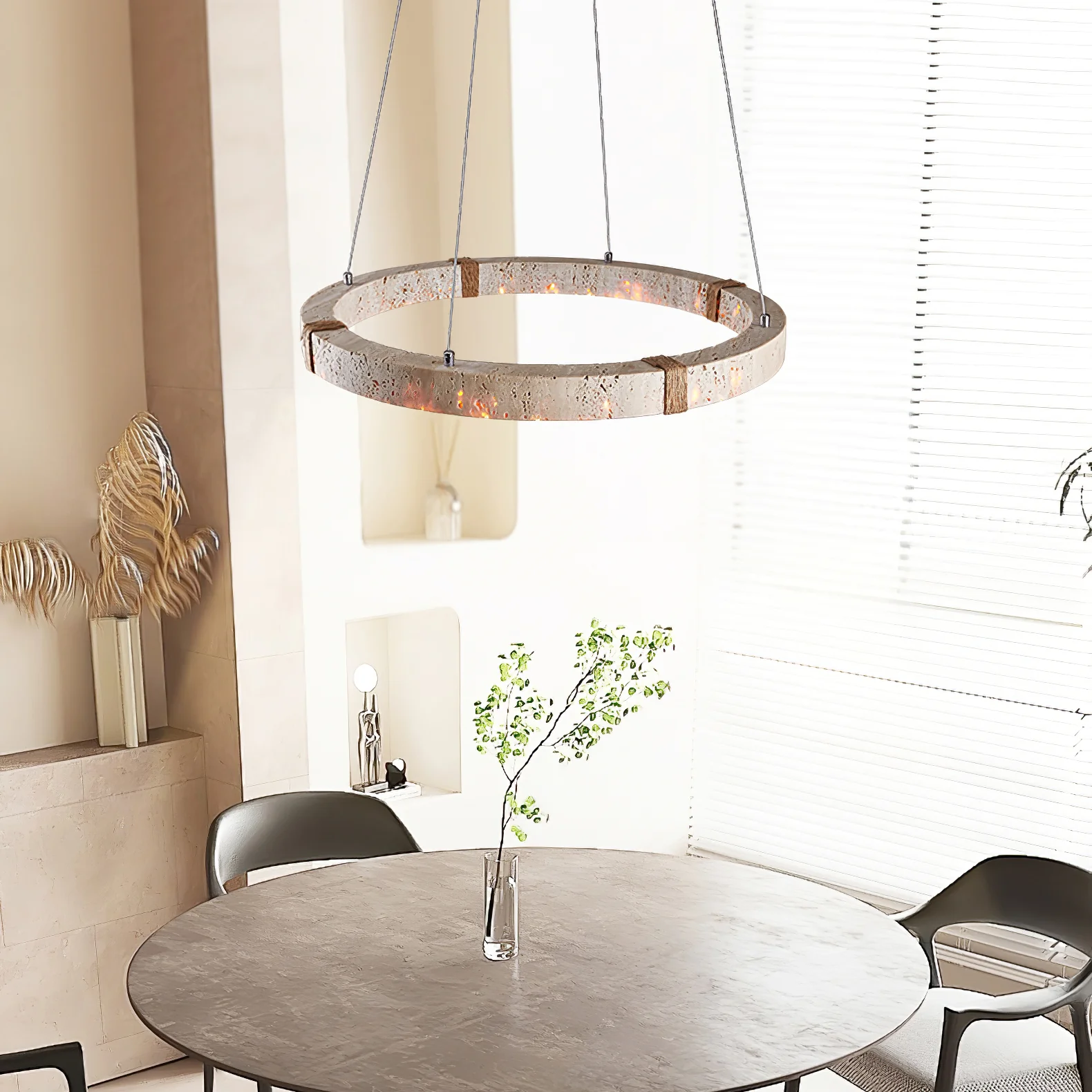 Circle Travertine Pendant Lamp - Image 4