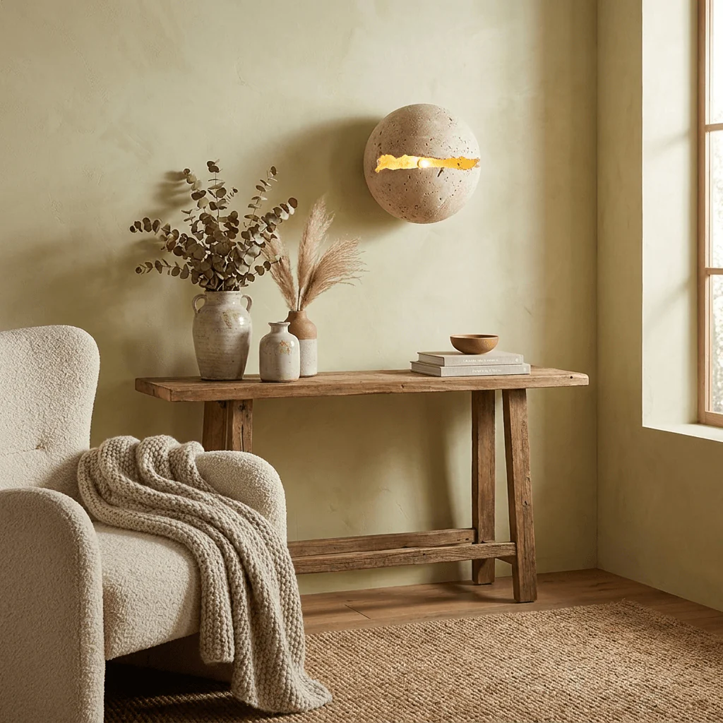Cleft Travertine Globe Wall Sconce - Image 2
