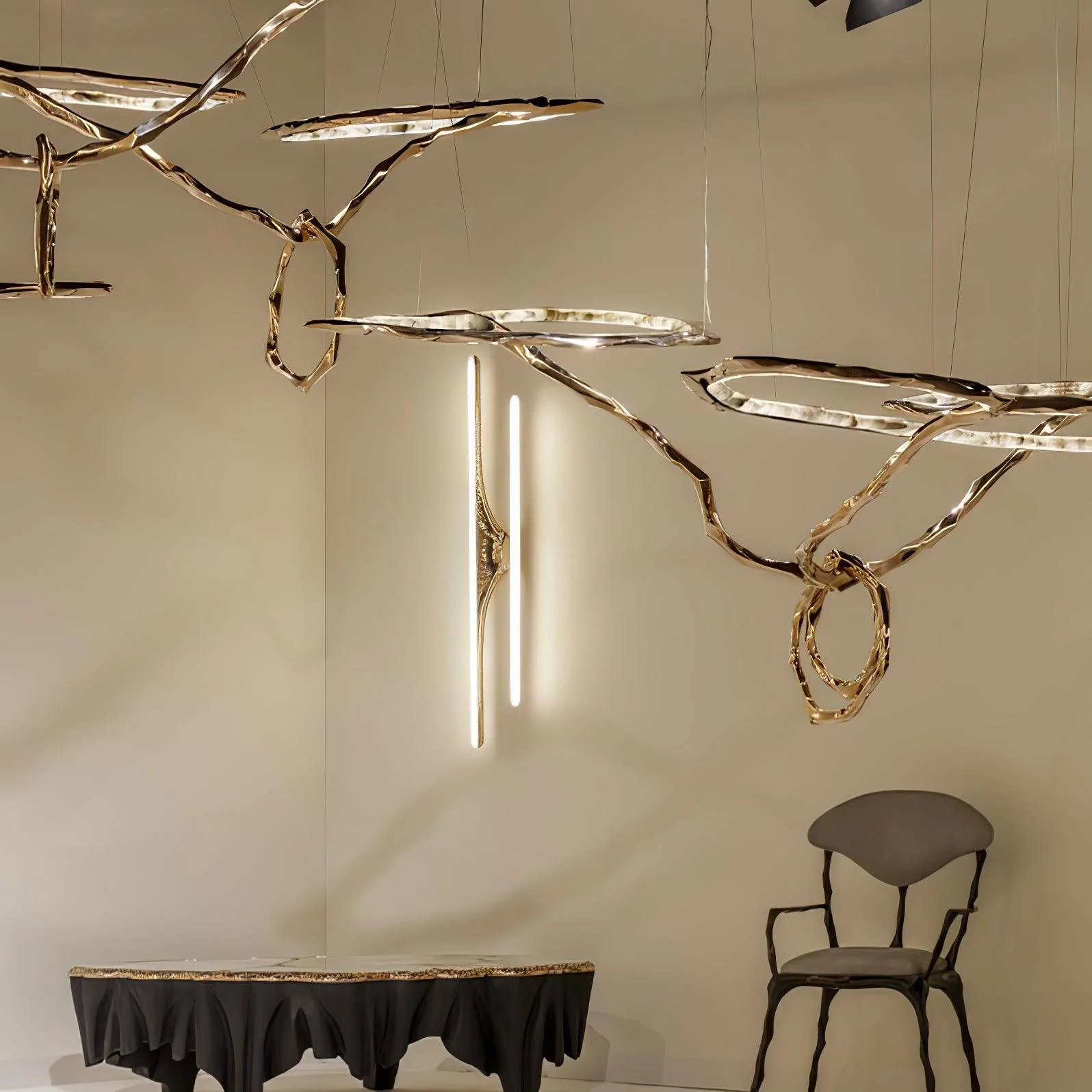 Cloud Rings Series Brass Chandelier - Image 15