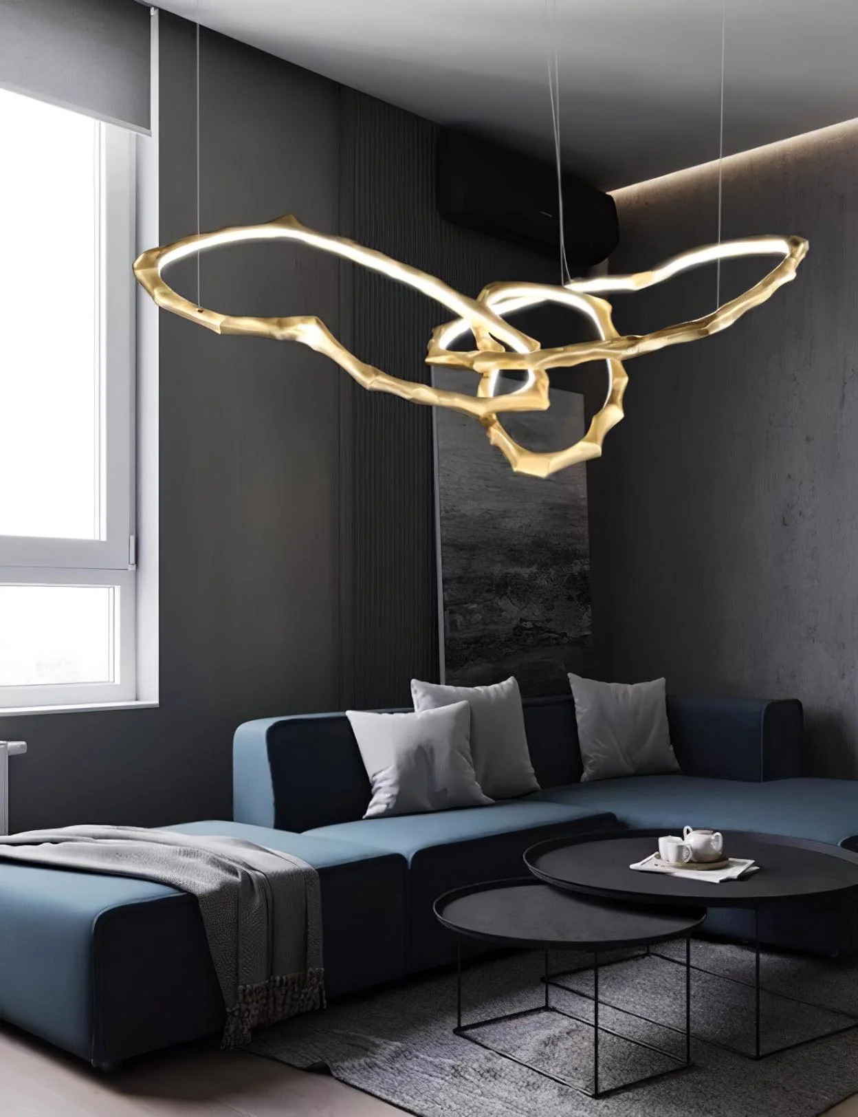 Cloud Rings Series Brass Chandelier - Image 29