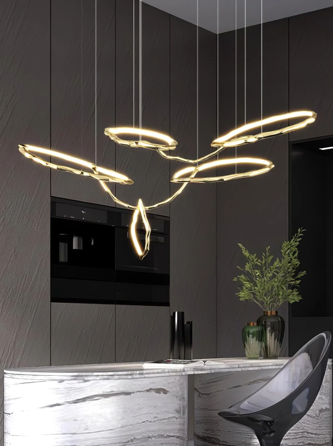 Cloud Rings Series Brass Chandelier - Image 36