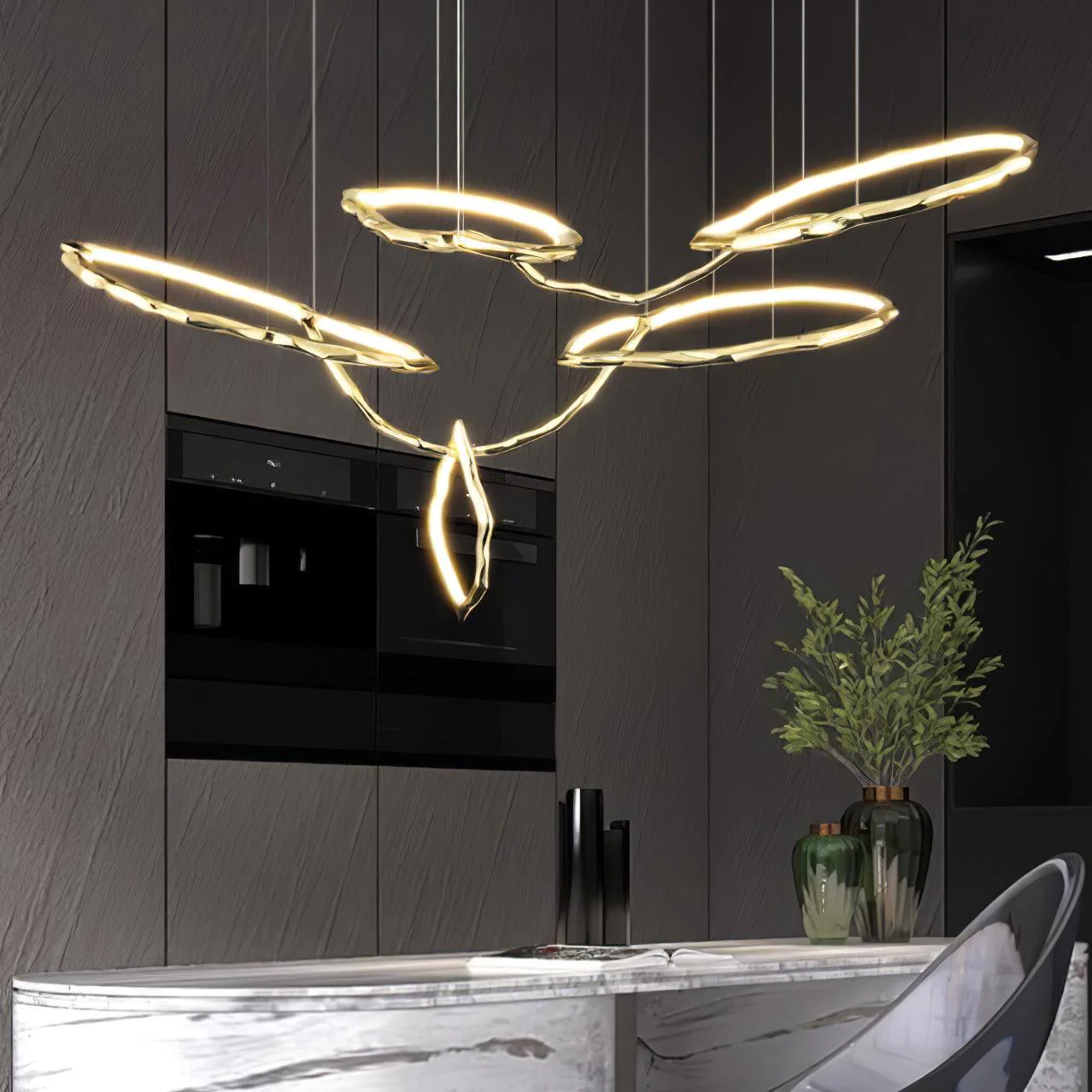 Cloud Rings Series Brass Chandelier - Image 39