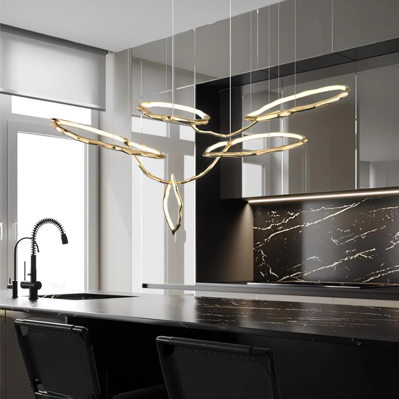 Cloud Rings Series Brass Chandelier - Image 50