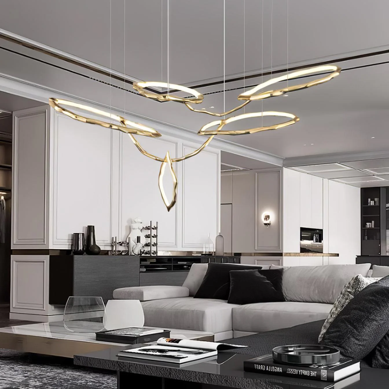 Cloud Rings Series Brass Chandelier - Image 51
