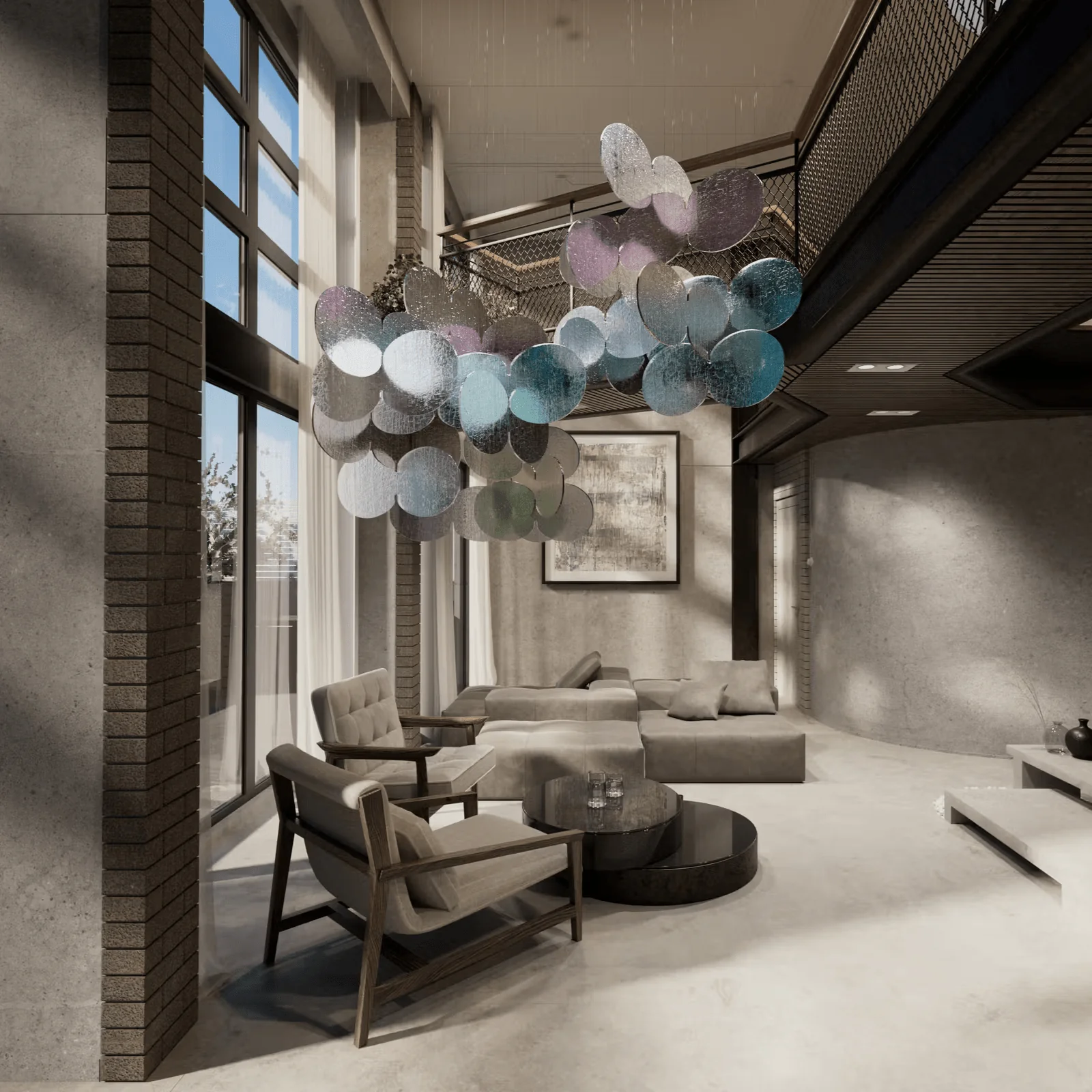 Clouds Iridescent Disc Chandelier - Image 2