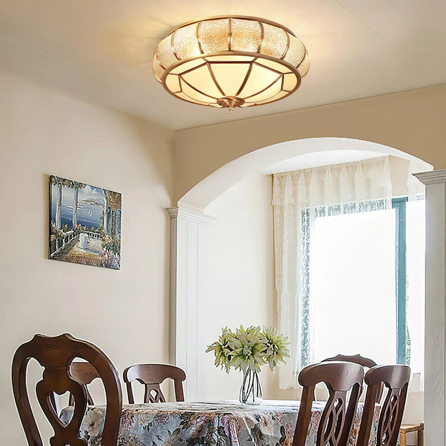 Colonial Glass Drum Ceiling Light - Image 11