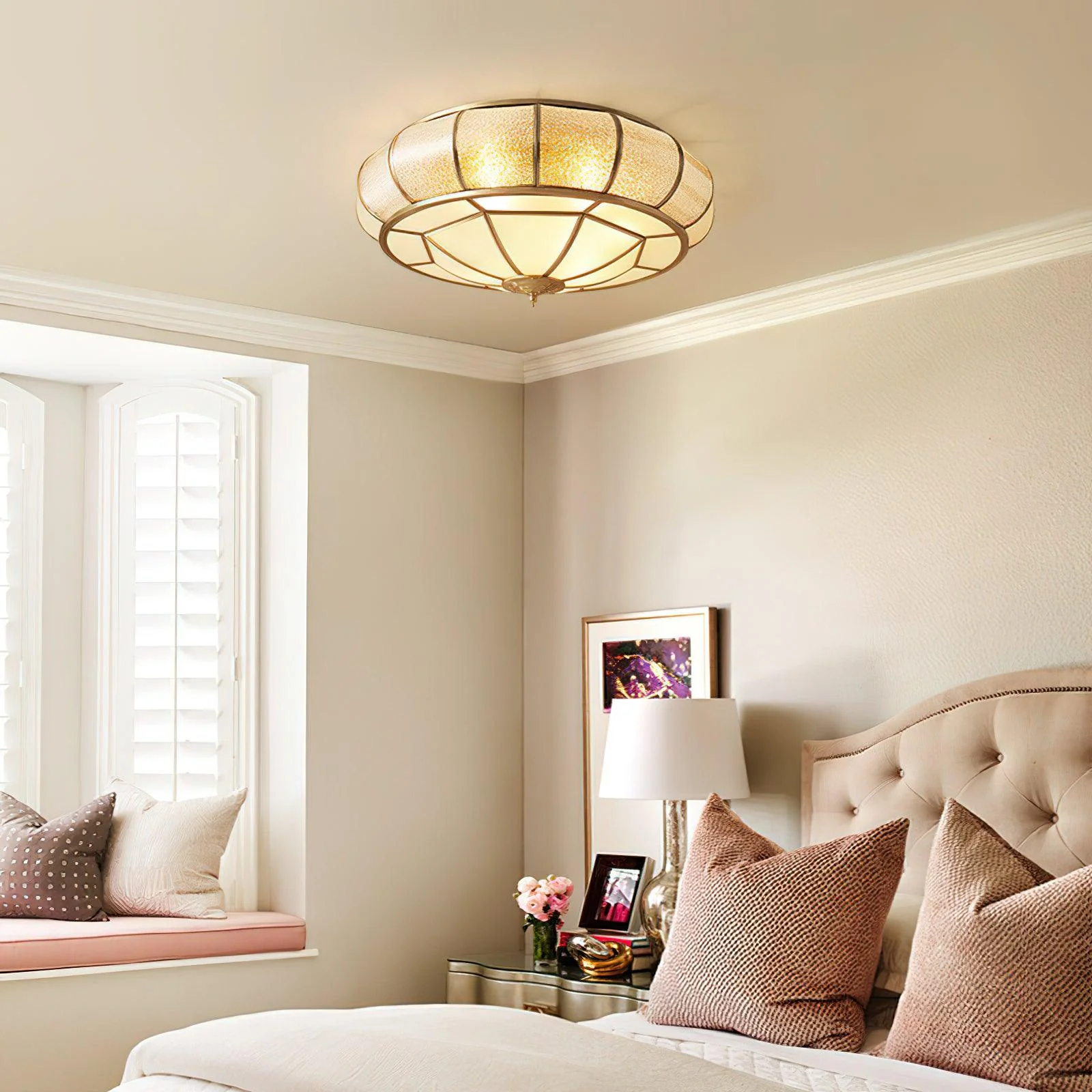 Colonial Glass Drum Ceiling Light - Image 6