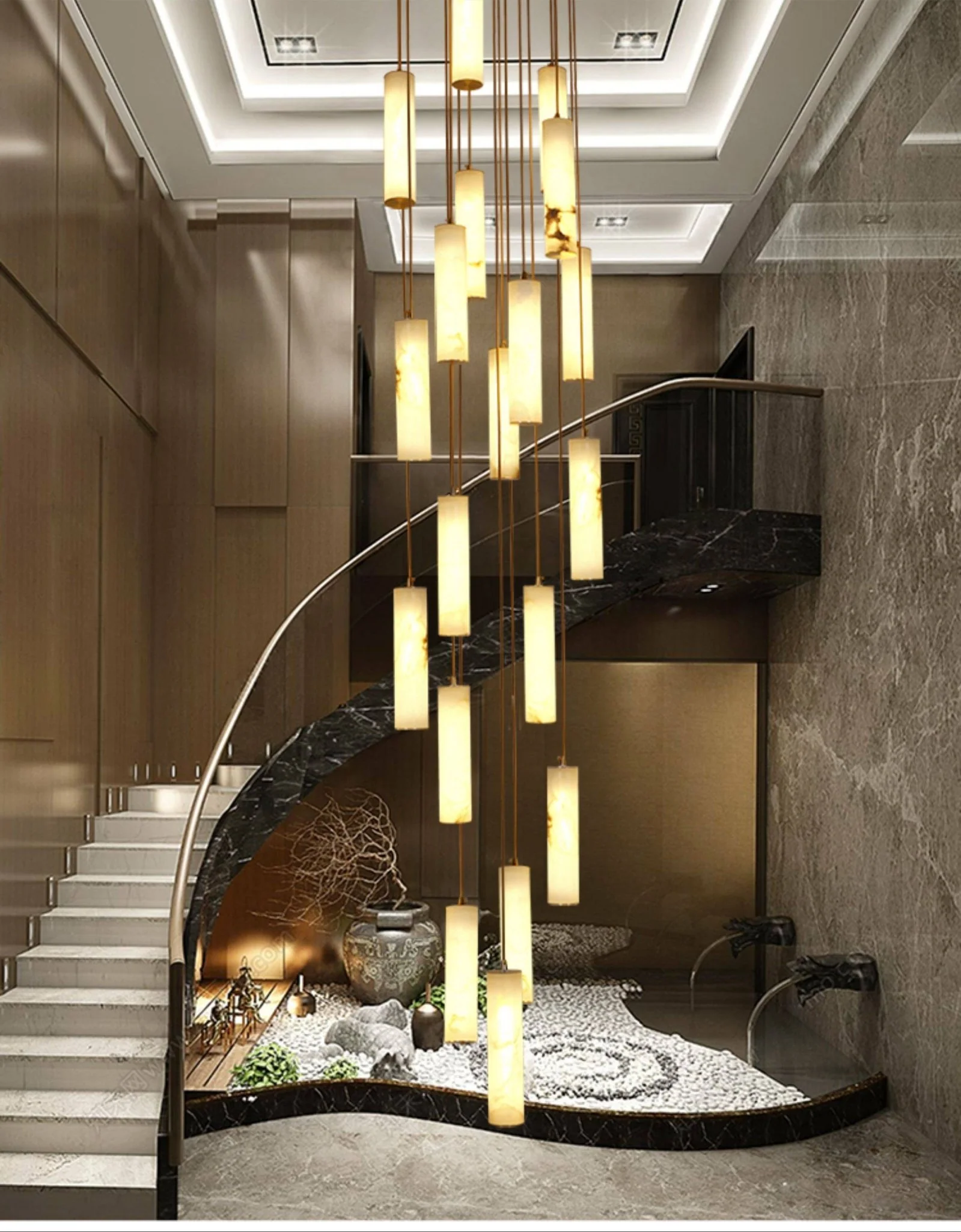 Column Alabaster Staircase Chandelier - Image 14