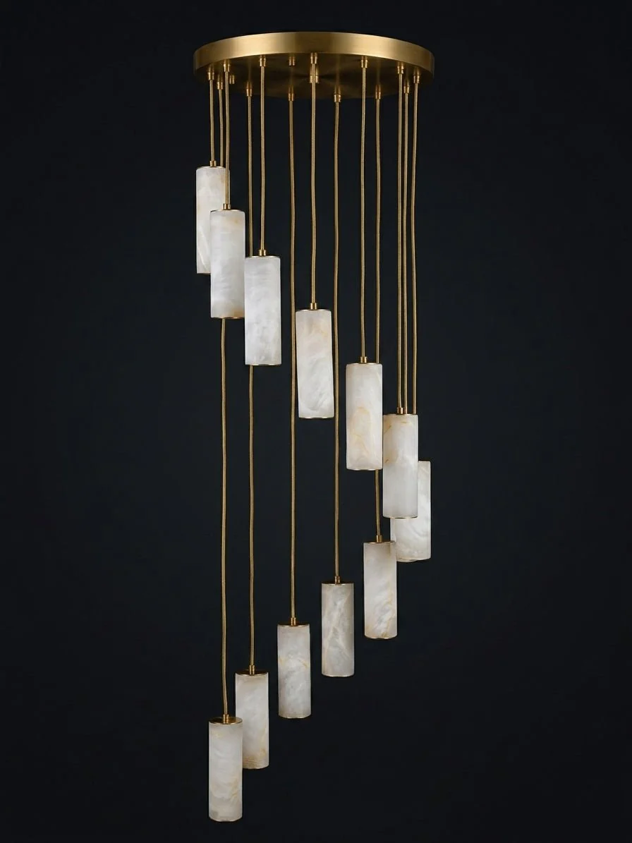 Column Alabaster Staircase Chandelier - Image 19