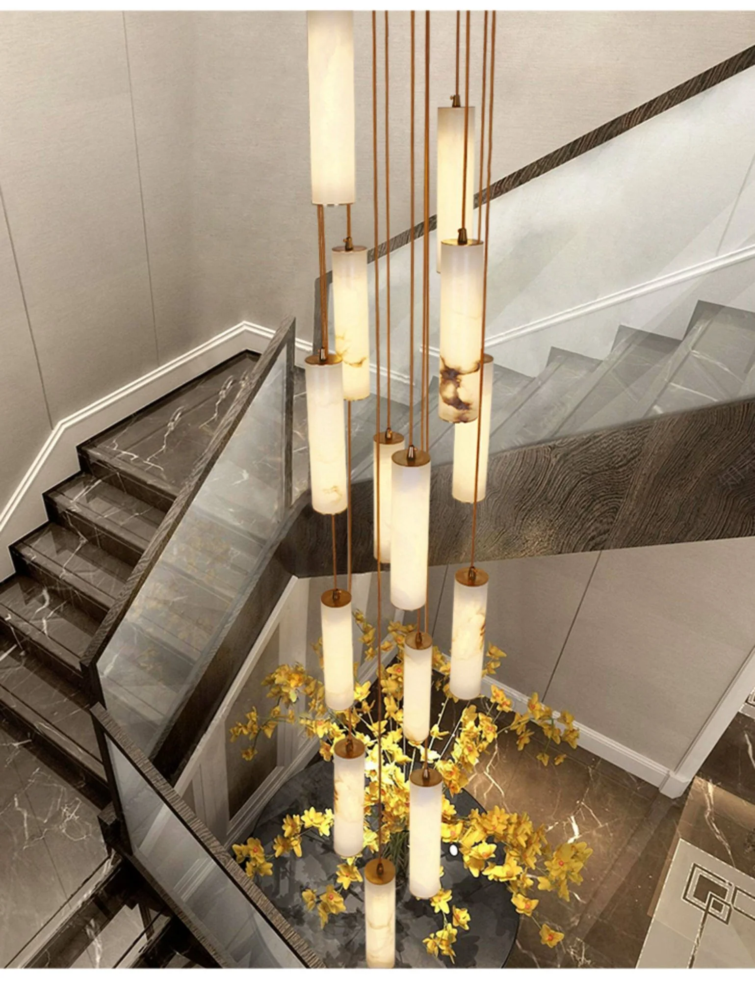 Column Alabaster Staircase Chandelier - Image 3