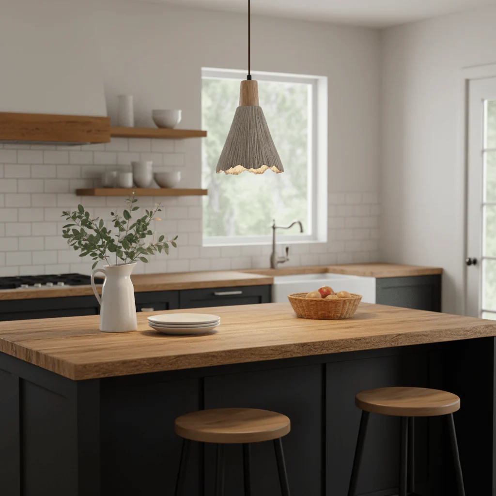 Concrete Pleated Pendant Lamp - Image 3