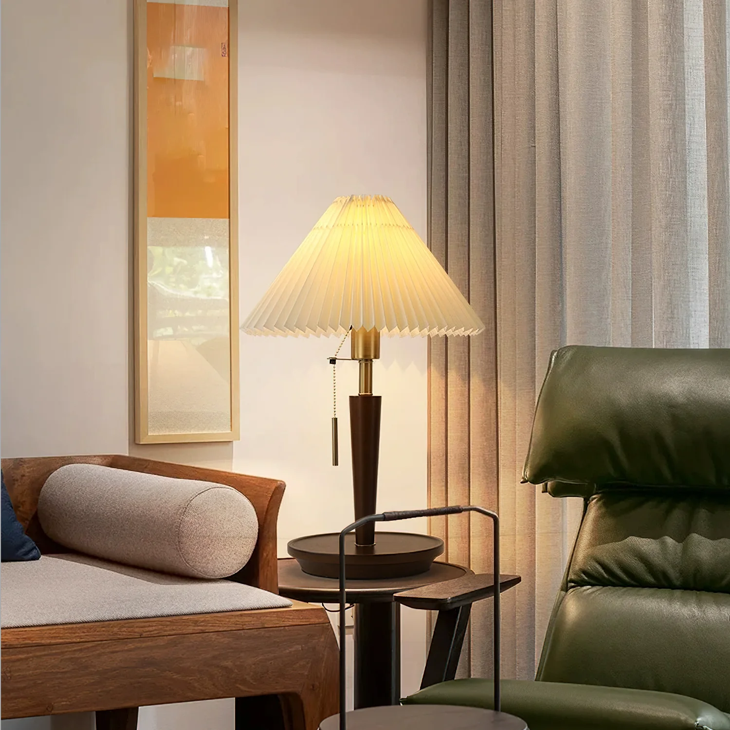Cone Pleated Fabric Table Lamp - Image 2