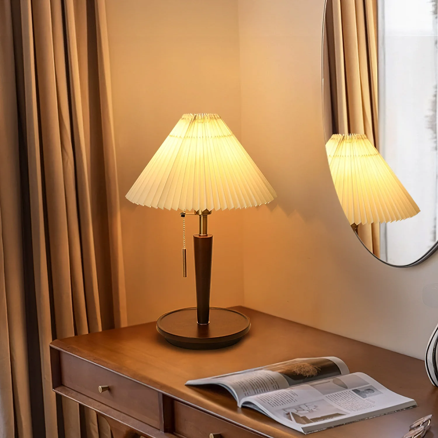 Cone Pleated Fabric Table Lamp - Image 4
