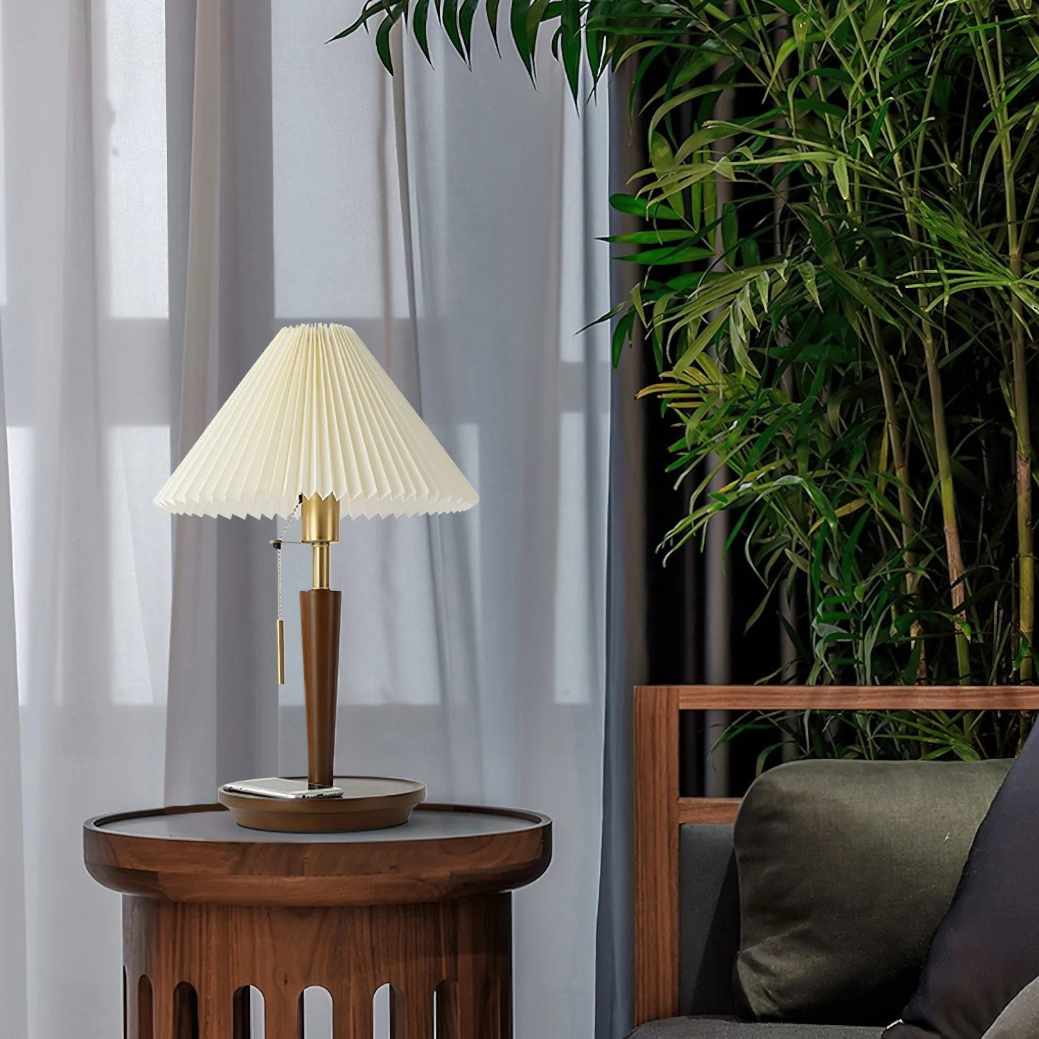Cone Pleated Fabric Table Lamp - Image 5