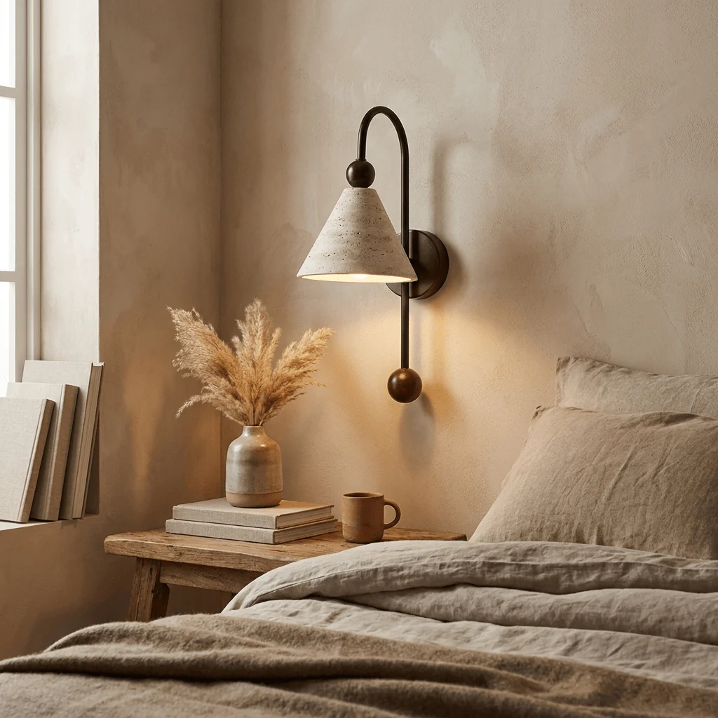 Cone Travertine Arc Sconce - Image 2