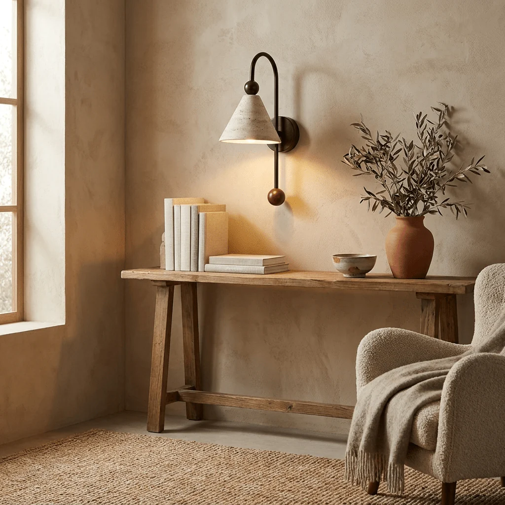 Cone Travertine Arc Sconce - Image 4
